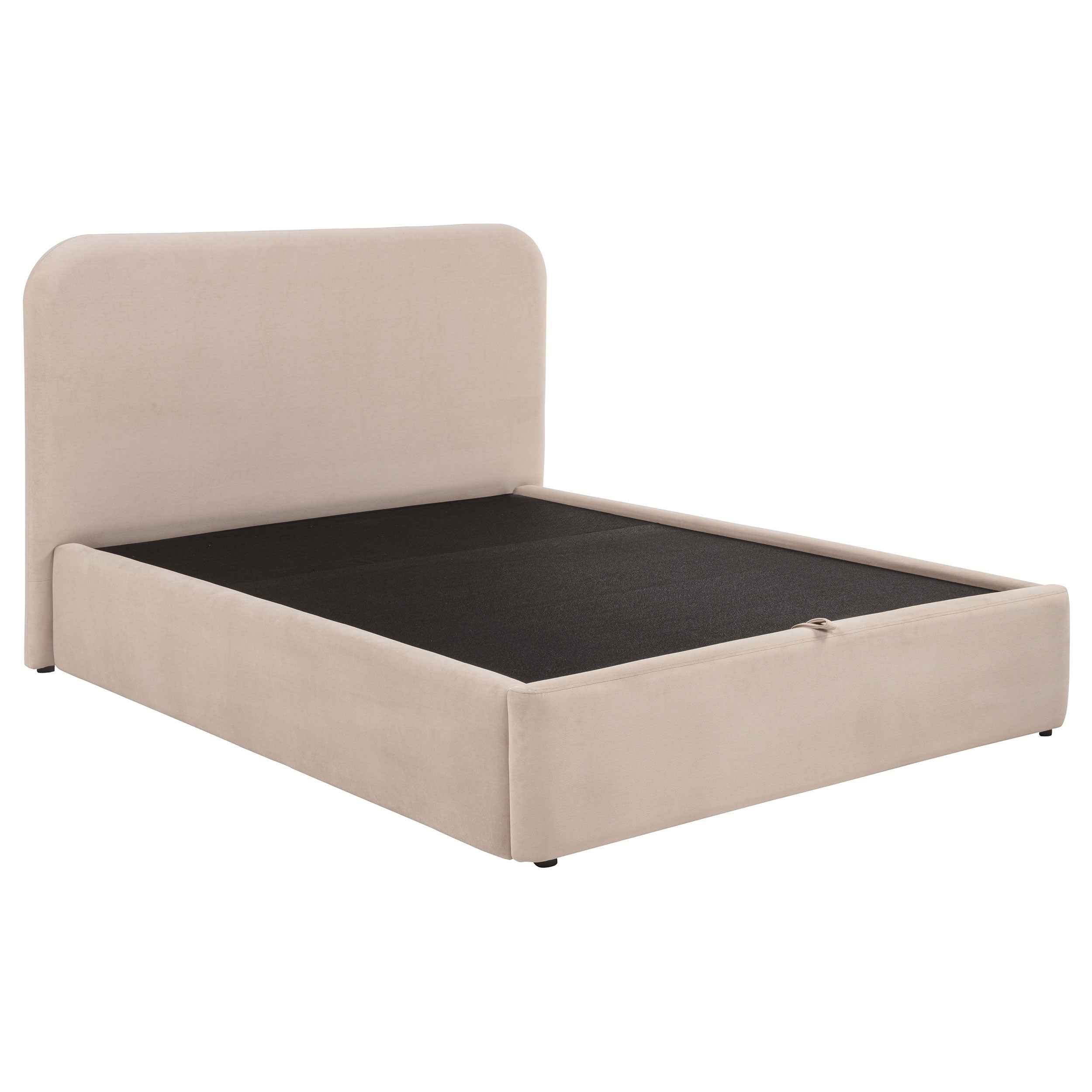 Anders Beige Upholstered Queen Storage Lift Platform Bed - Image 2