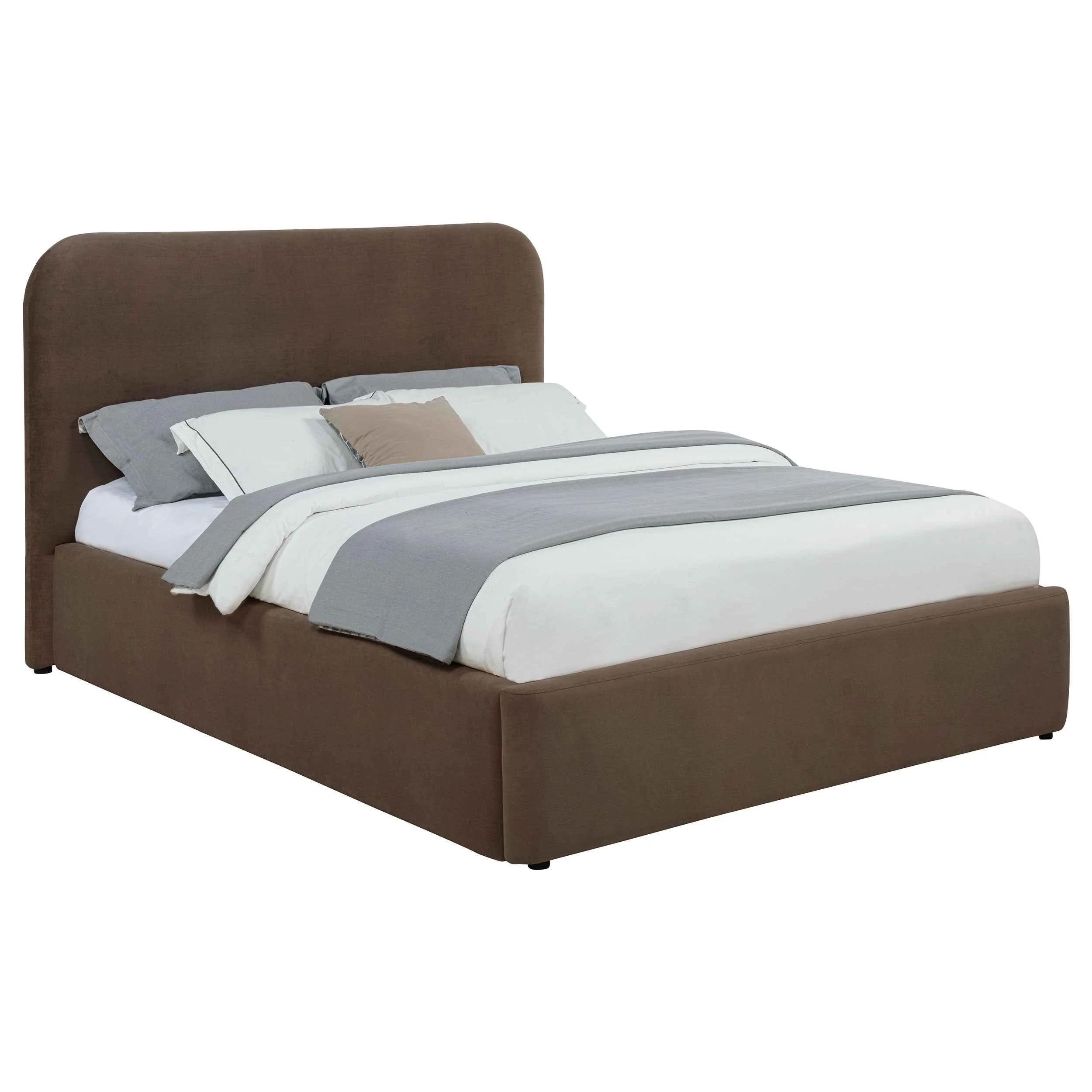 Anders Chocolate Upholstered Eastern King Storage Lift Platform Bed - Image 3