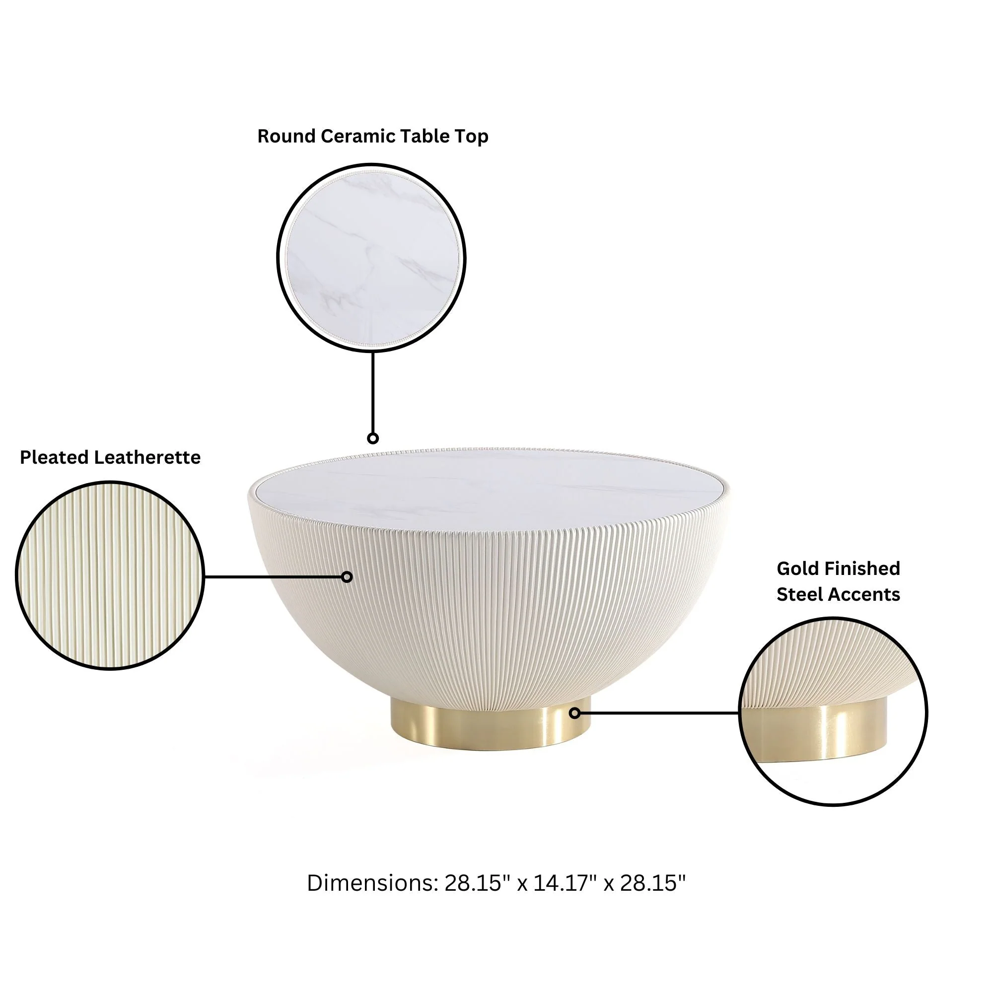 Anderson Coffee Table and End Table 1.0 in Cream (set of 2) - Image 4