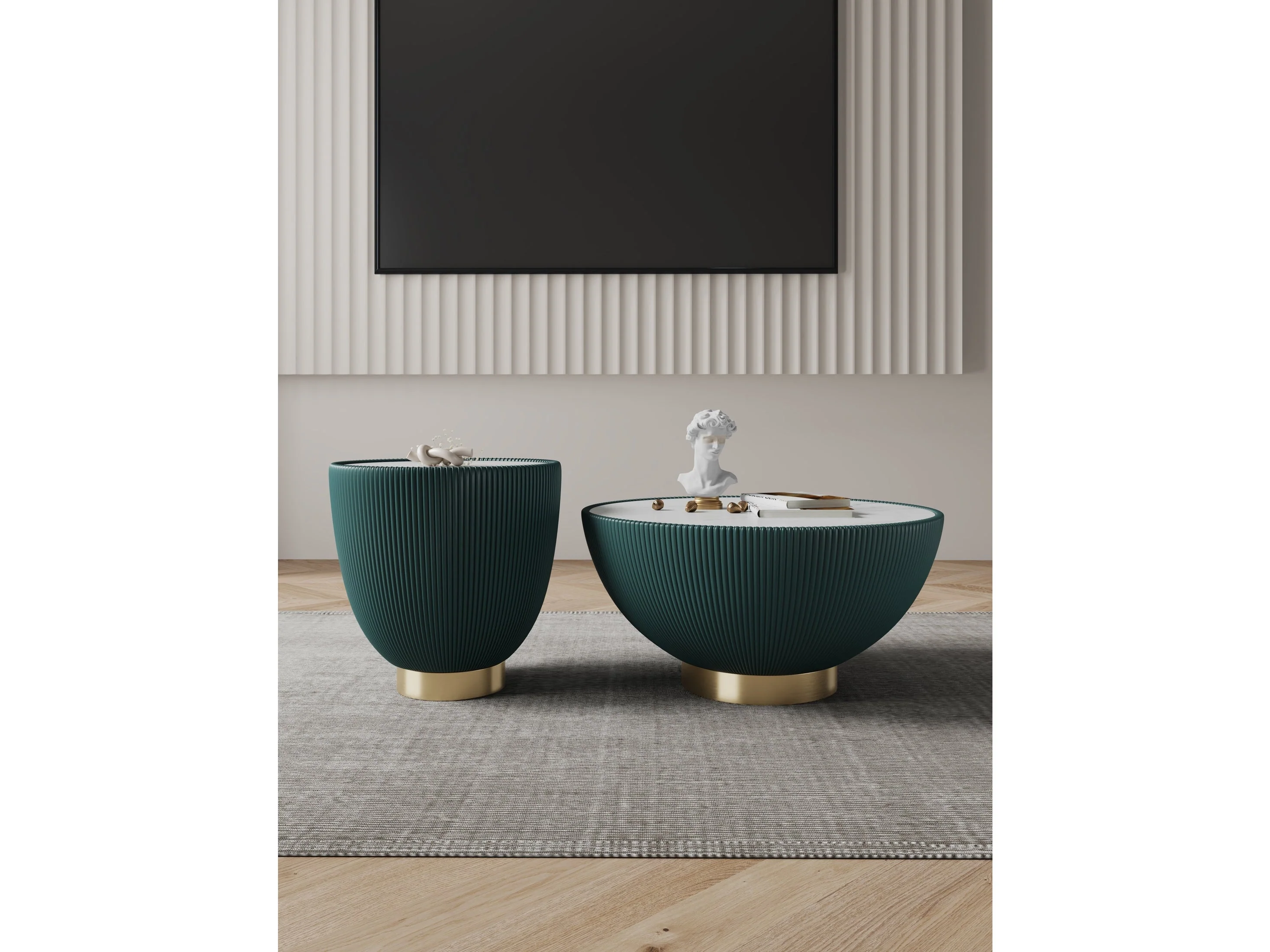Anderson Coffee Table and End Table 2.0 in Green (set of 2)