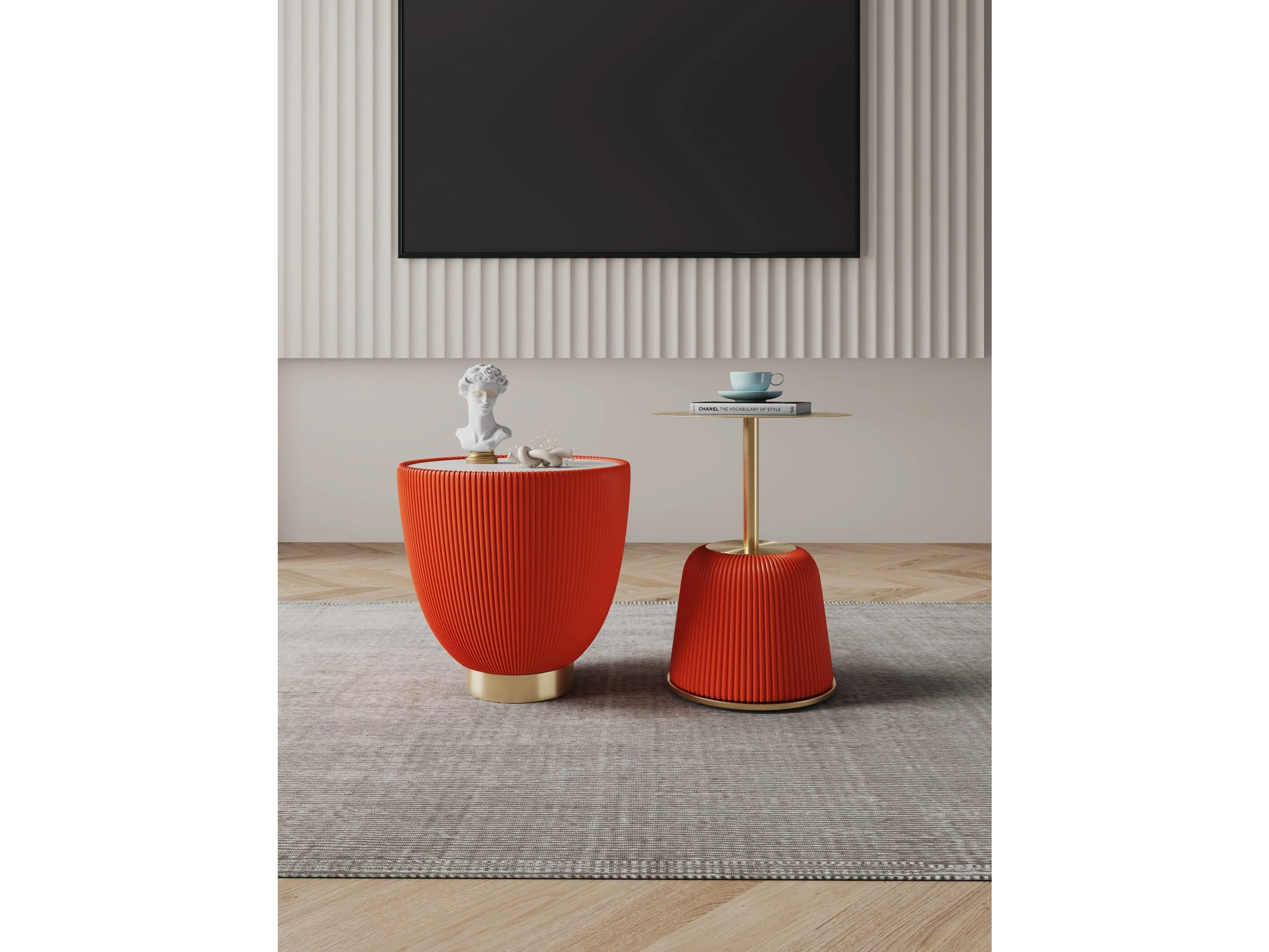 Anderson End Table 1.0 and End Table 2.0 in Orange (set of 2)