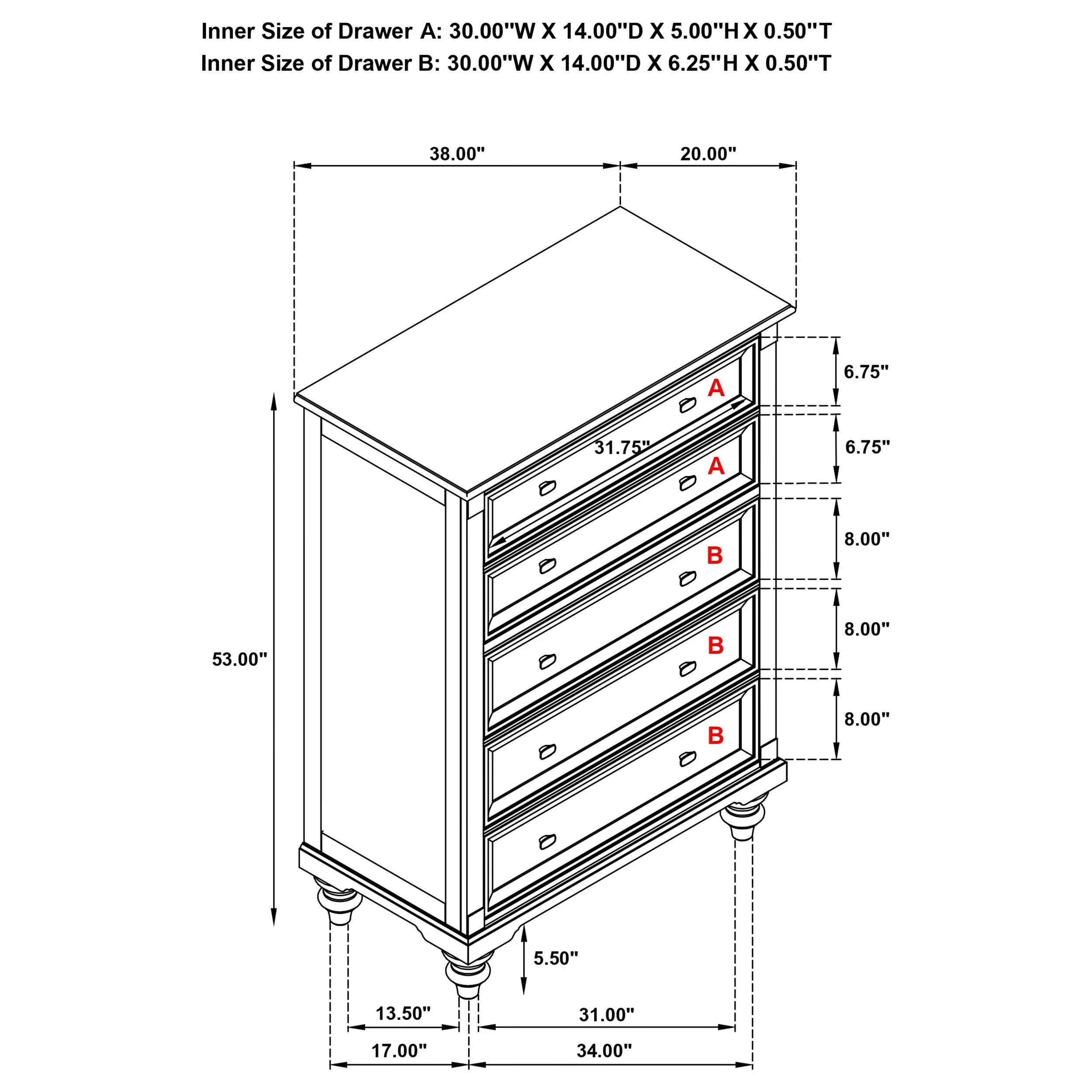 Andover Dark Oak 5-Drawer Chest - Image 13