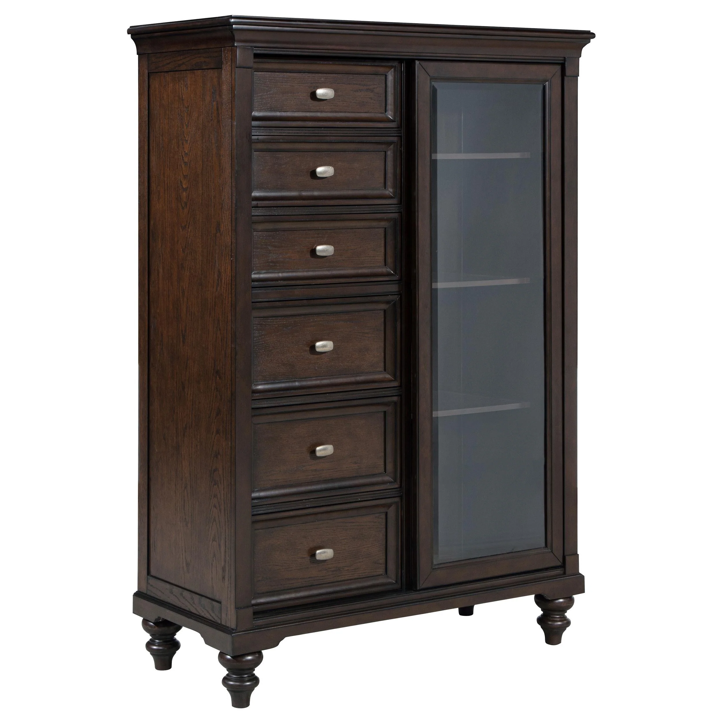 Andover Dark Oak 6-Drawer Tempered Glass Door Chest - Image 2