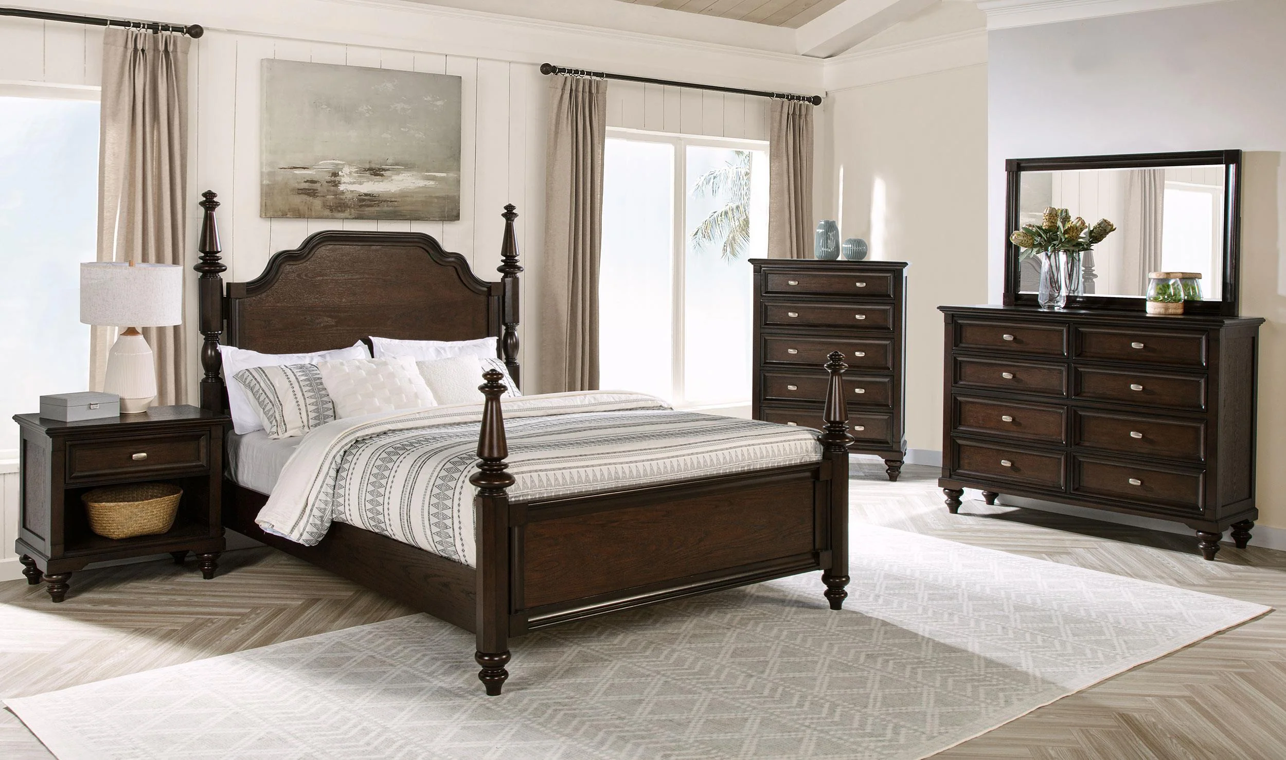 Andover Dark Oak Four Poster California King Bed - Image 7