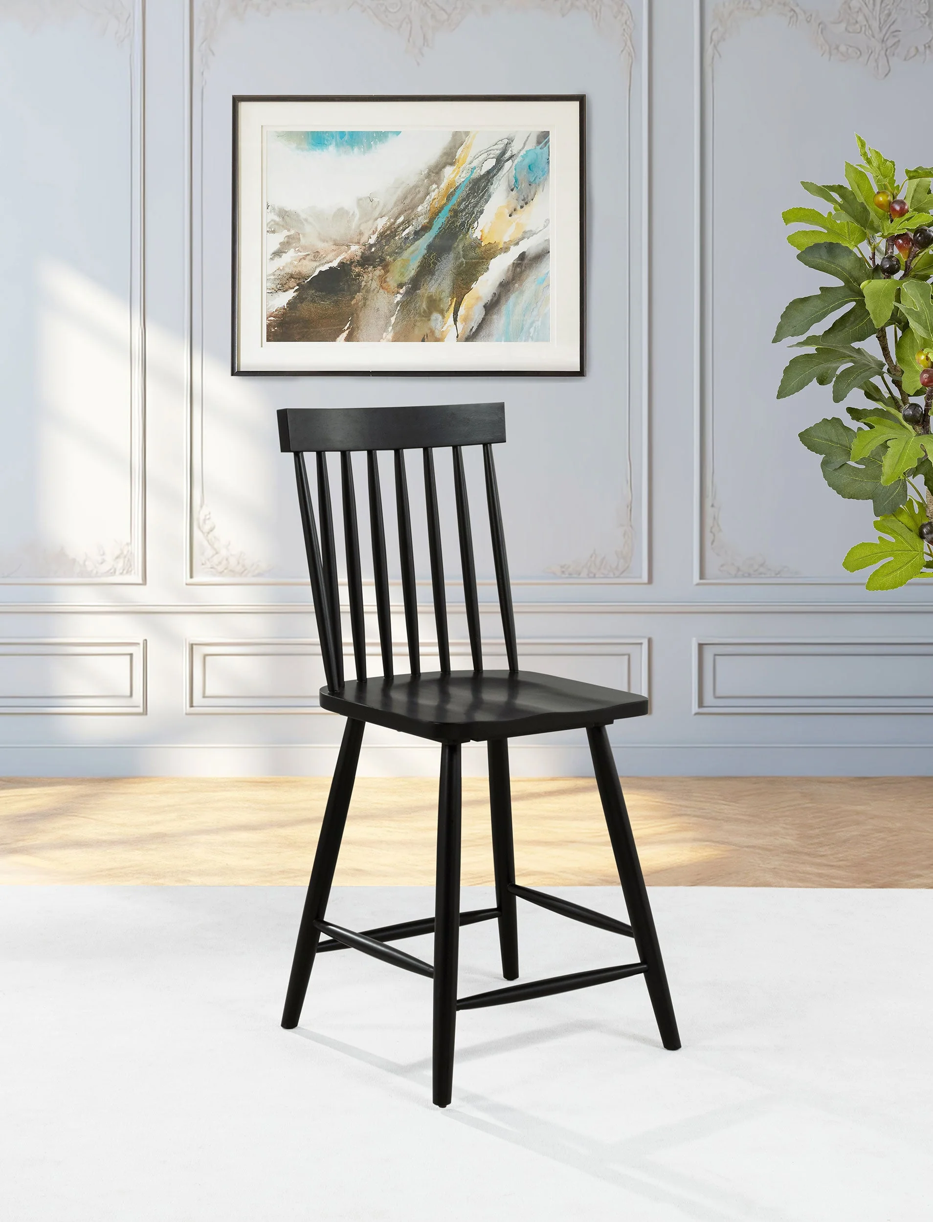 Andrews Black Windsor Counter Height Dining Side Chair (Set of 2) - Image 2
