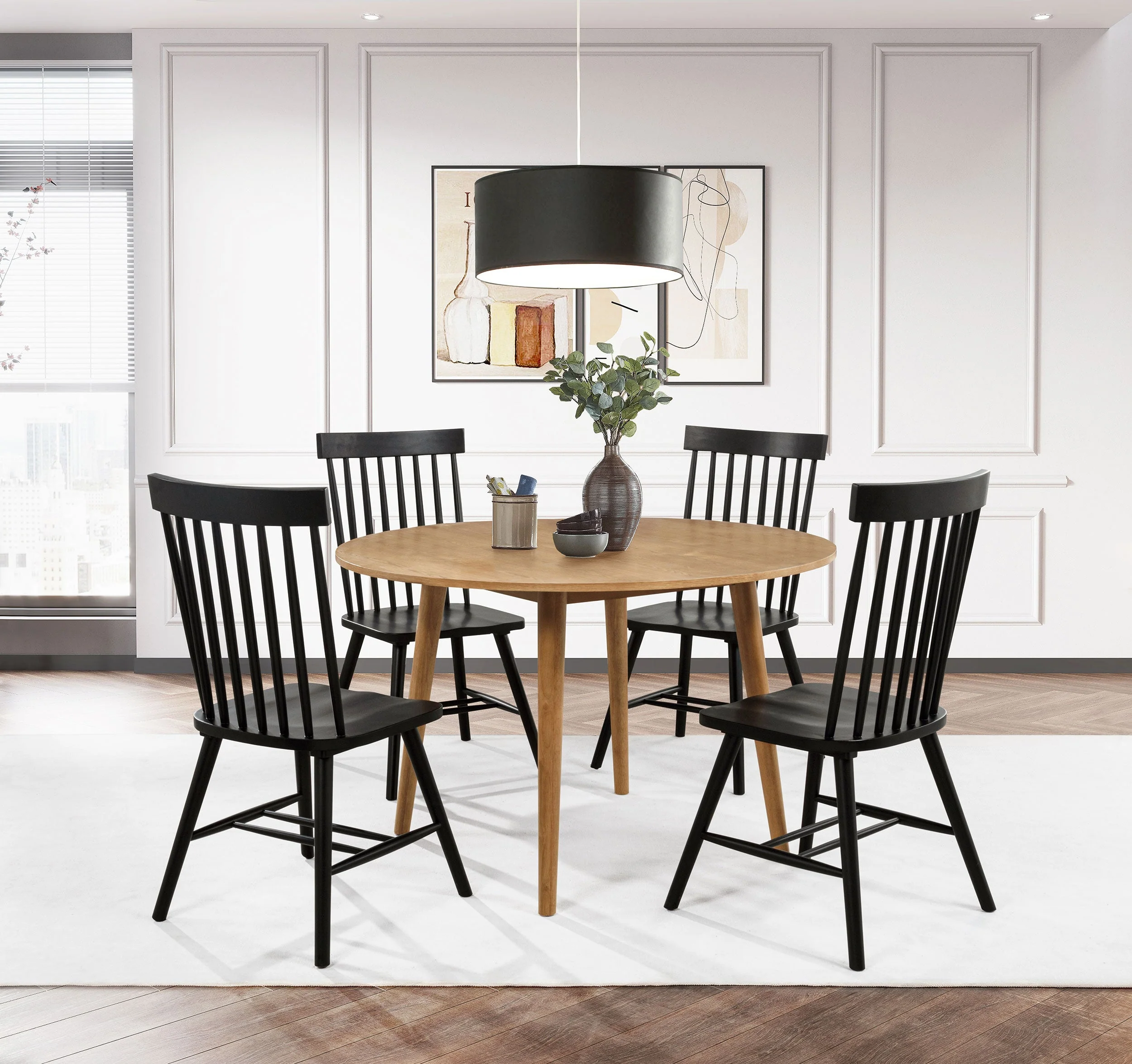 Andrews Black Windsor Spindle Back Dining Side Chair (Set of 2) - Image 12