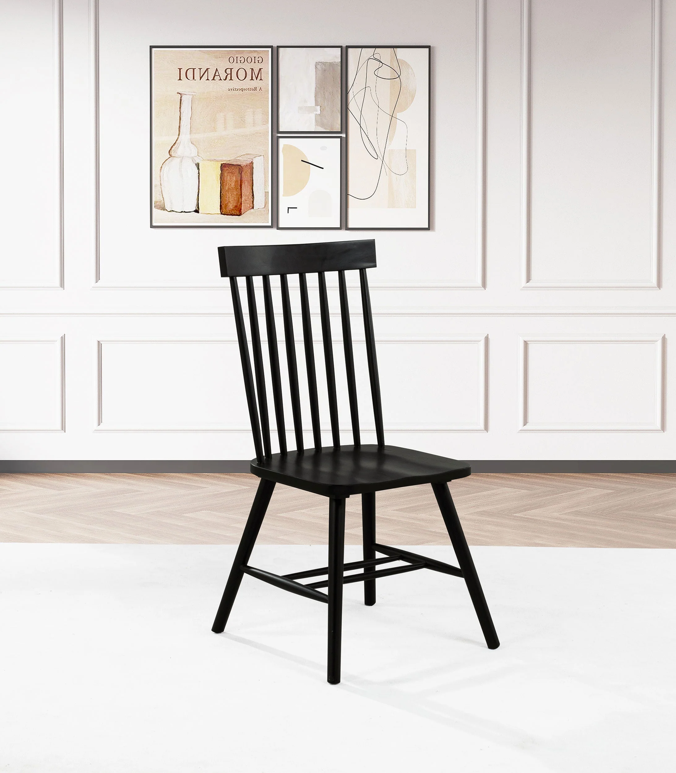 Andrews Black Windsor Spindle Back Dining Side Chair (Set of 2) - Image 2