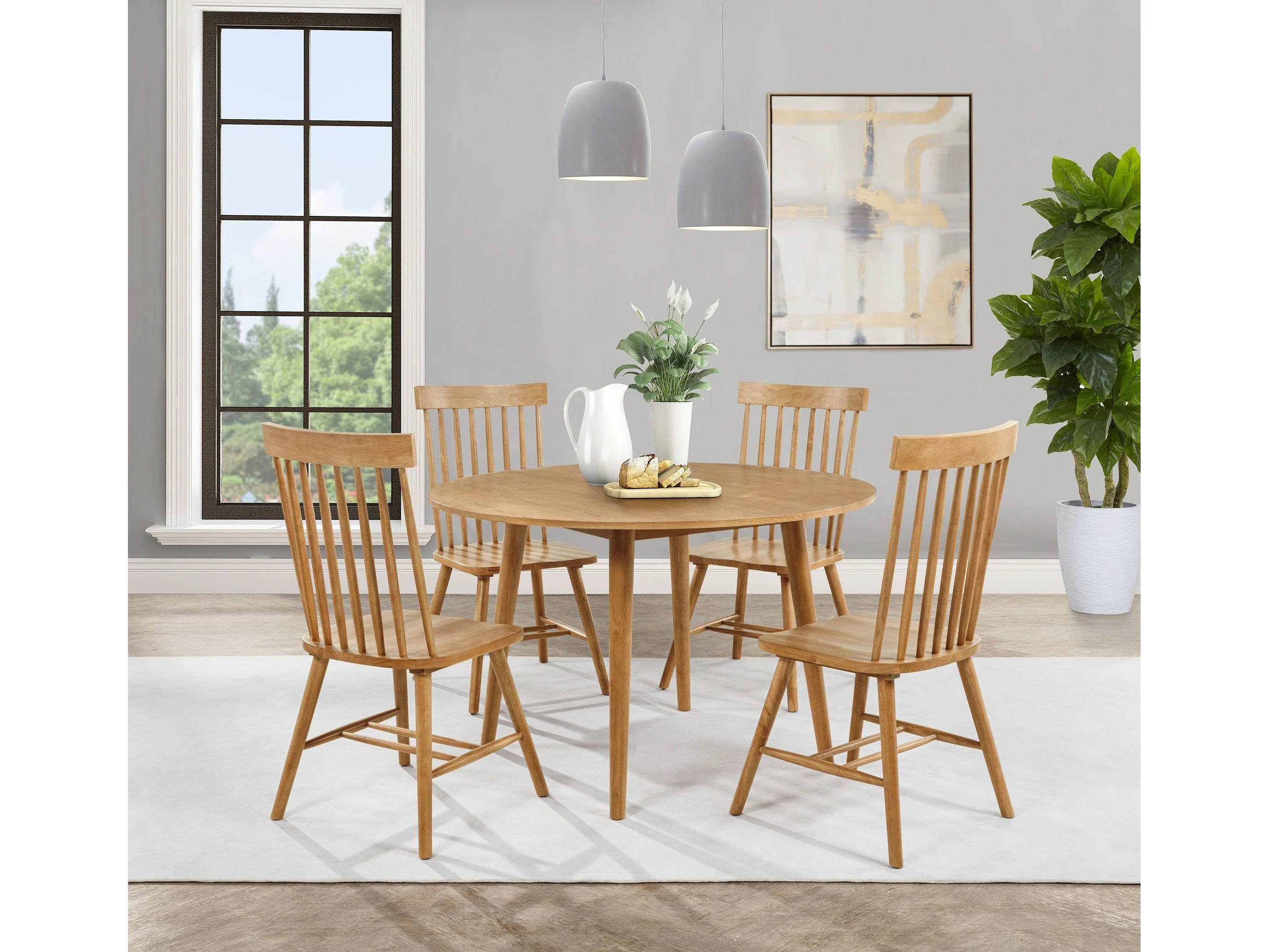 Andrews Light Ash 5-piece Round Wood Dining Room Table Set