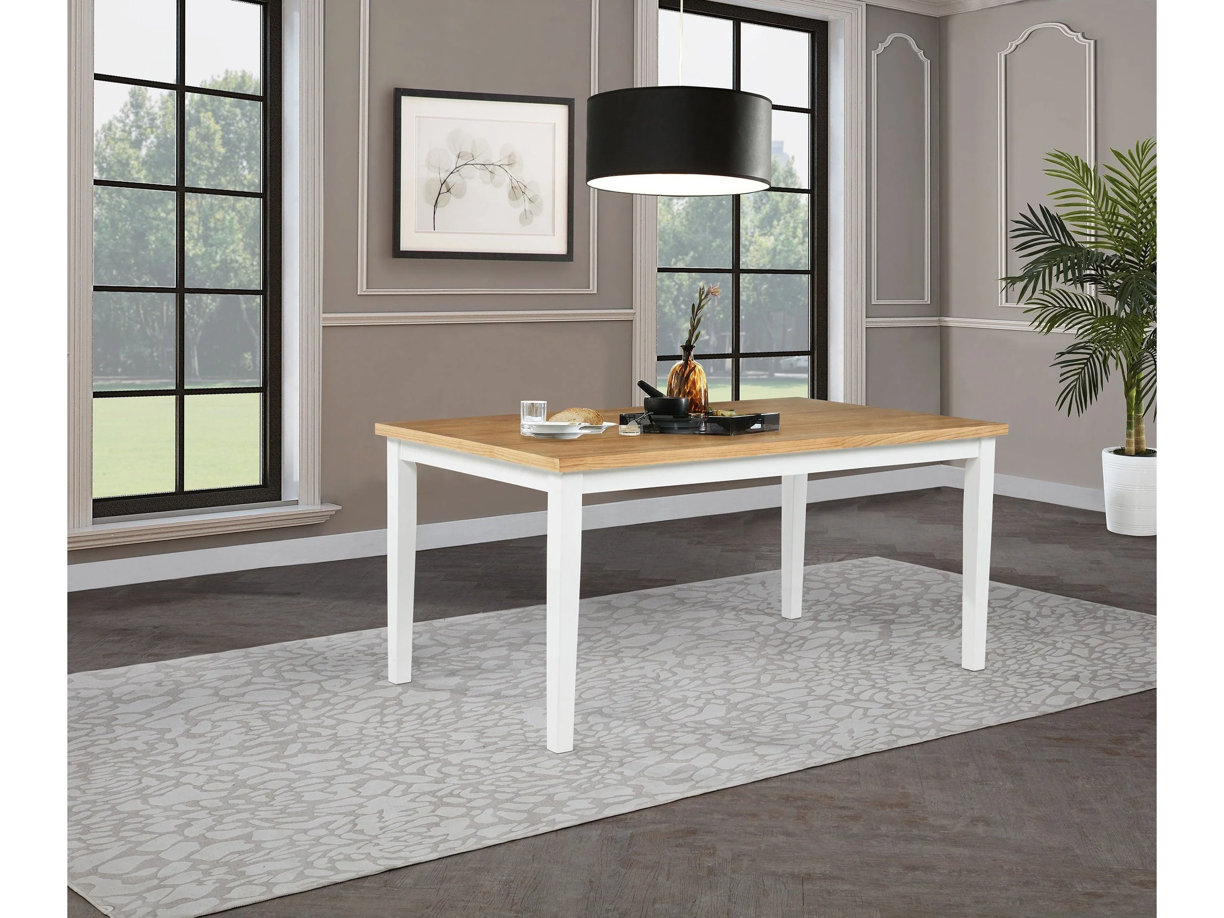 Andrews Light Ash/White 66-inch Rectangular Dining Table