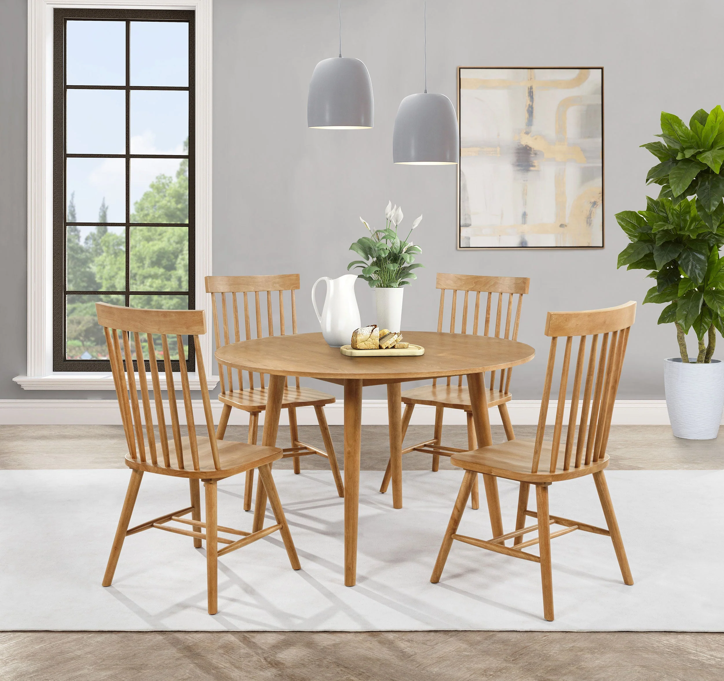 Andrews Light Ash Windsor Spindle Back Dining Side Chair (Set of 2) - Image 12