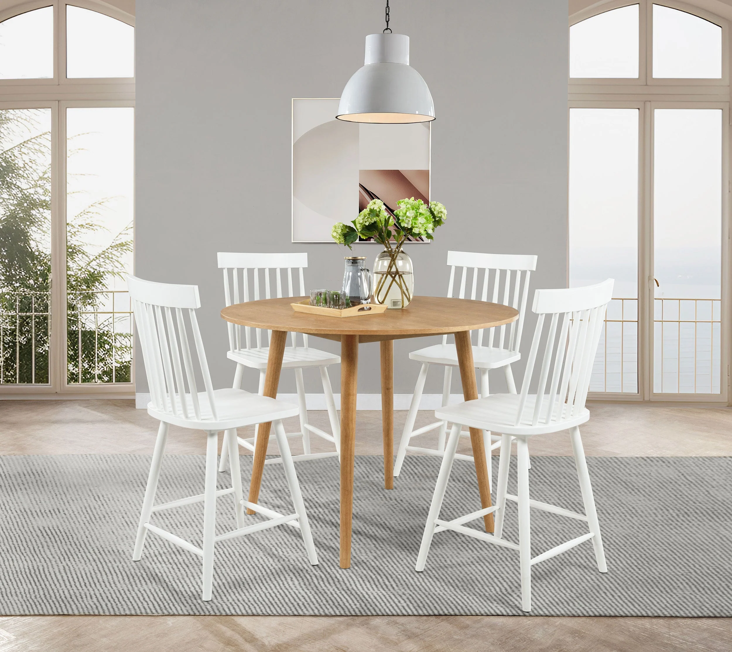 Andrews White Windsor Counter Height Dining Side Chair (Set of 2) - Image 12
