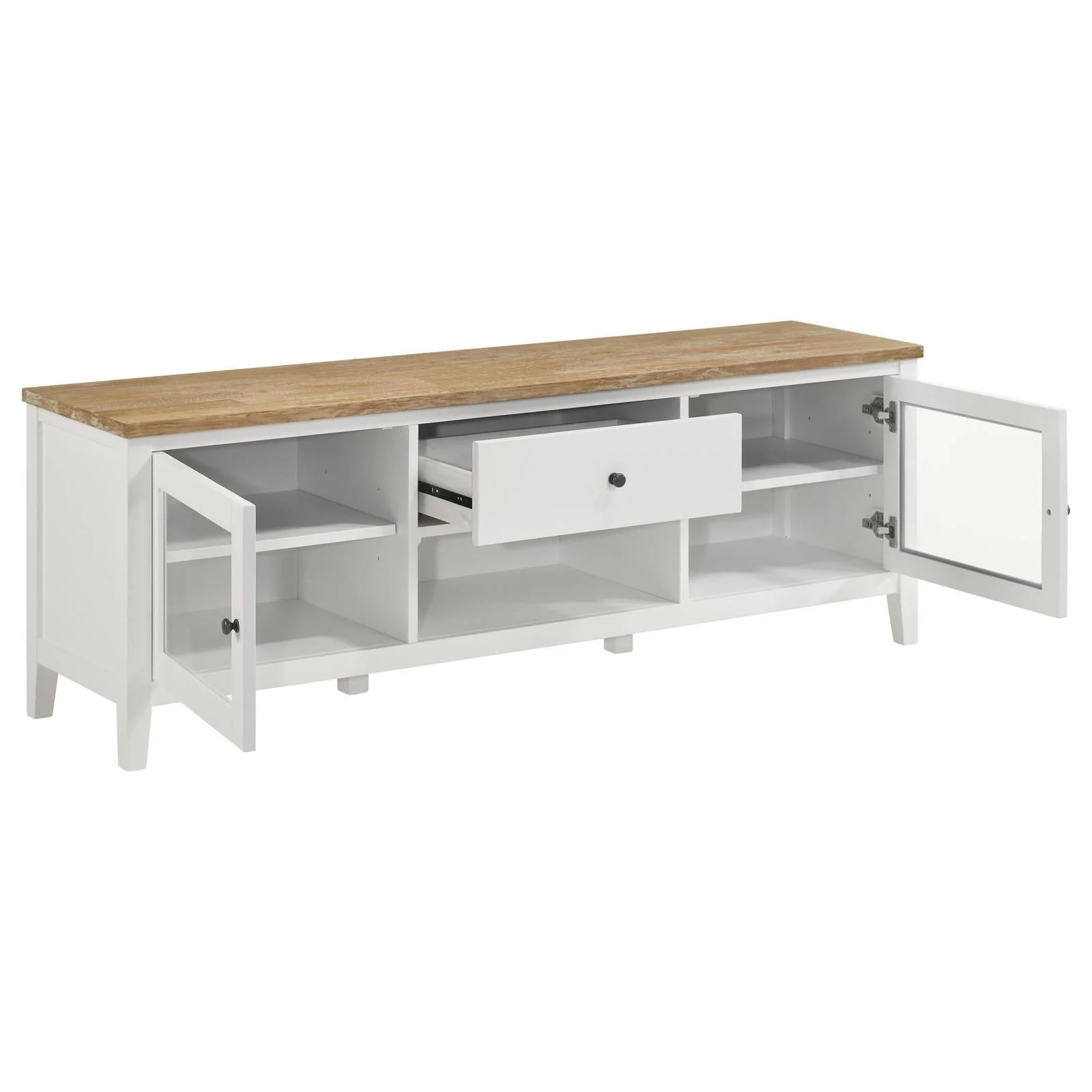 Angela Brown and White 2-door Wooden 67" TV Stand - Image 2