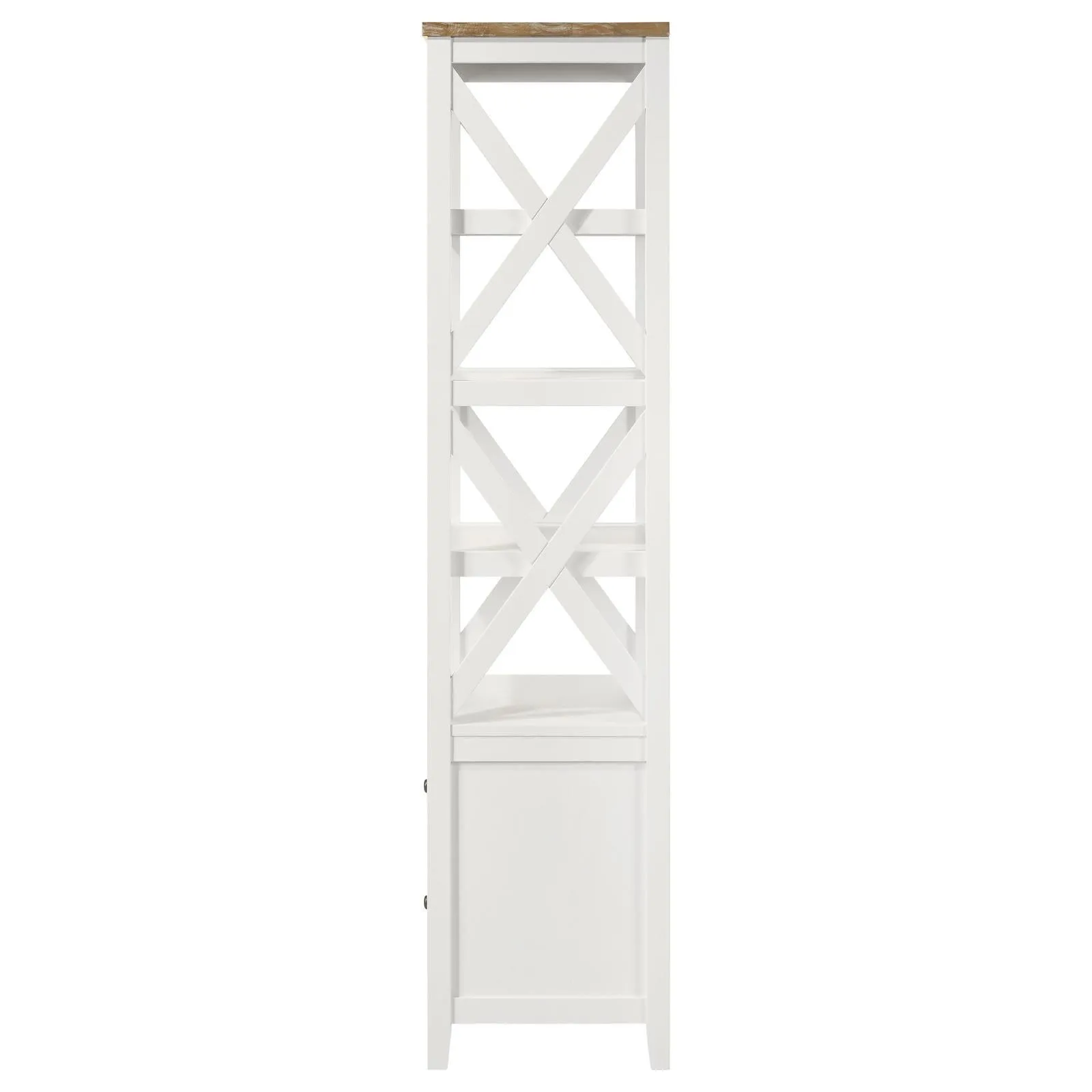 Angela Brown and White 4-shelf Wooden Media Tower with Drawers - Image 4