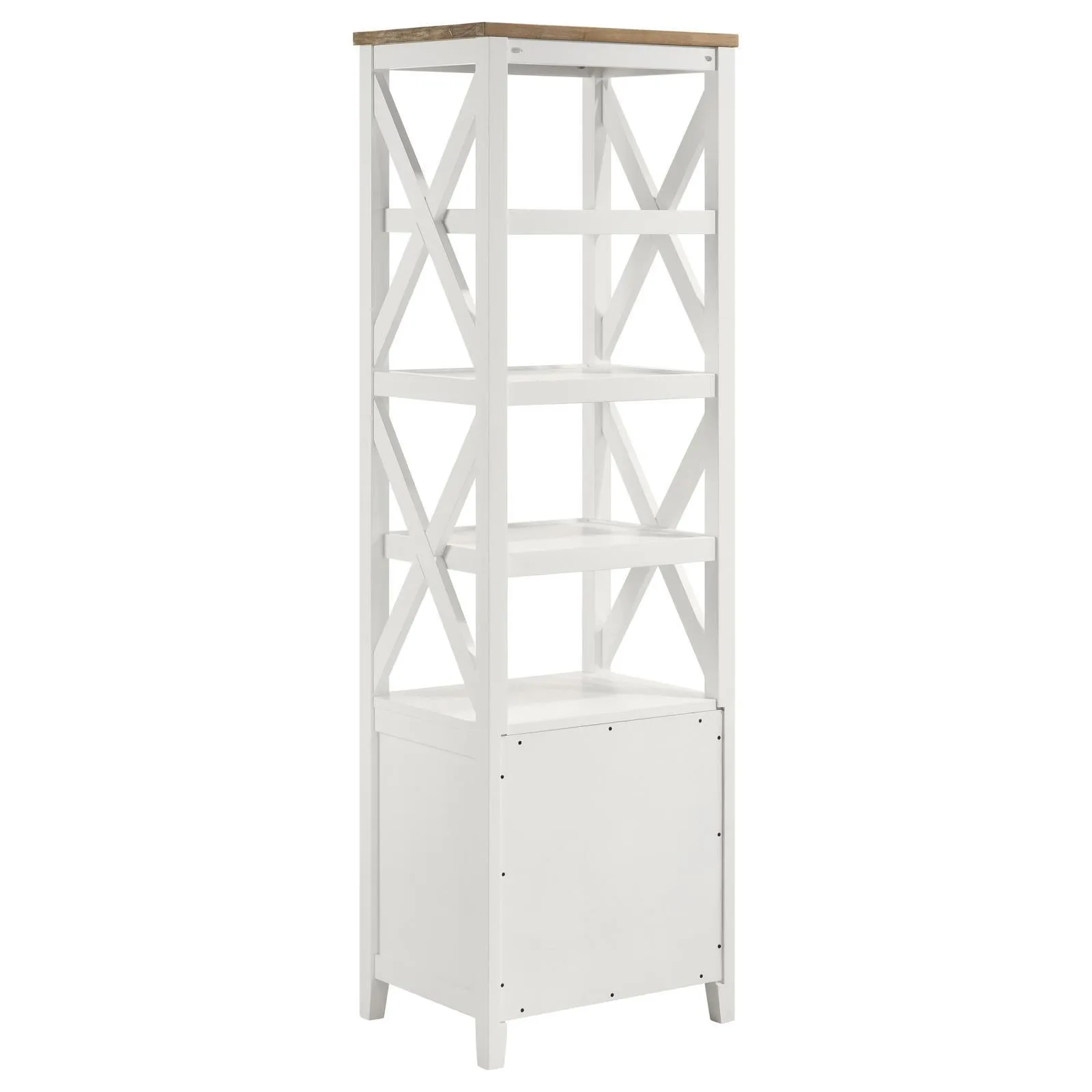 Angela Brown and White 4-shelf Wooden Media Tower with Drawers - Image 5