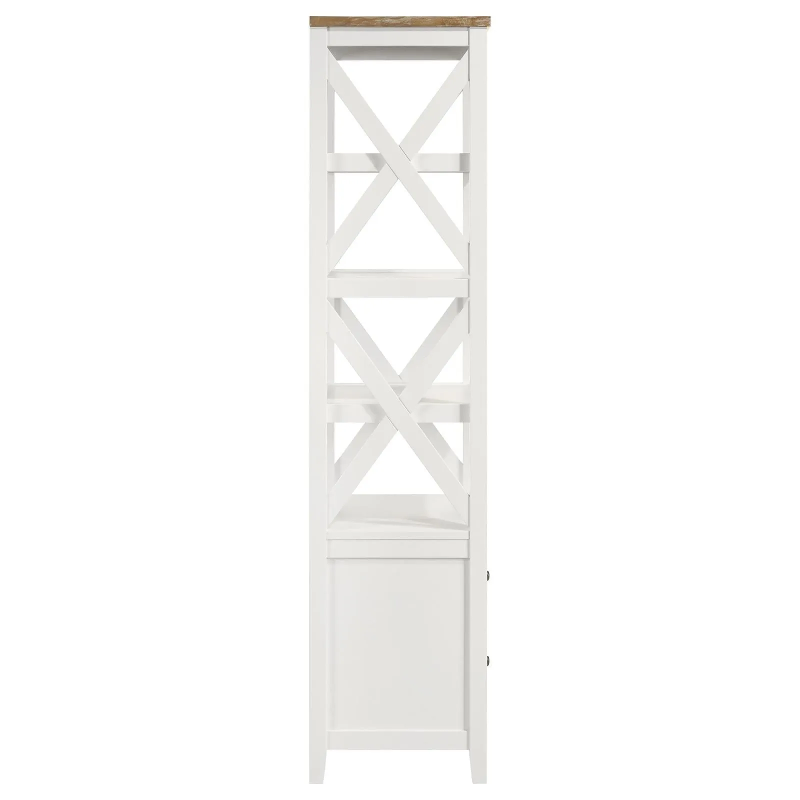Angela Brown and White 4-shelf Wooden Media Tower with Drawers - Image 7