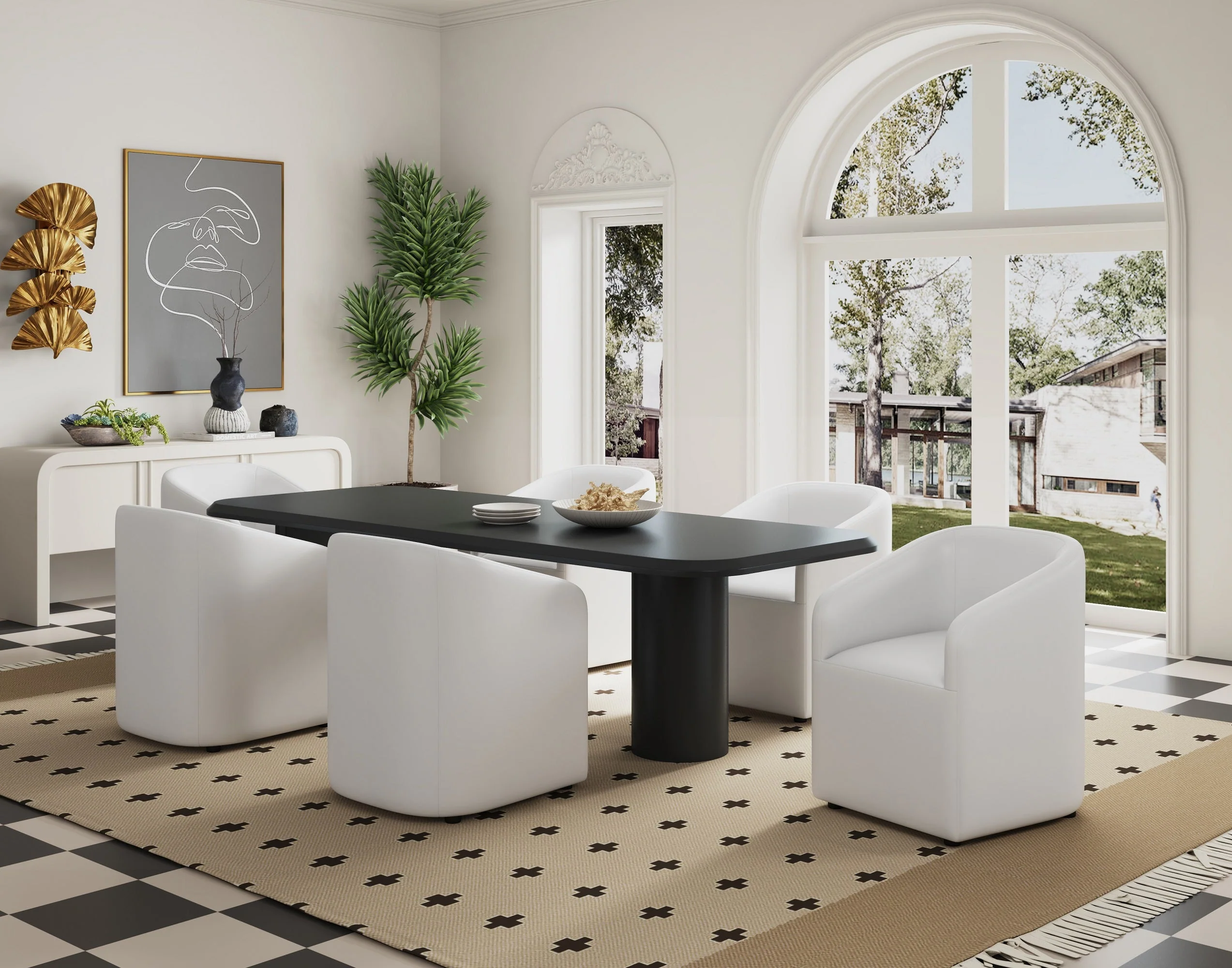 Anna Round Faux Leather Dining Chair in Cream (set of 2) - Image 2