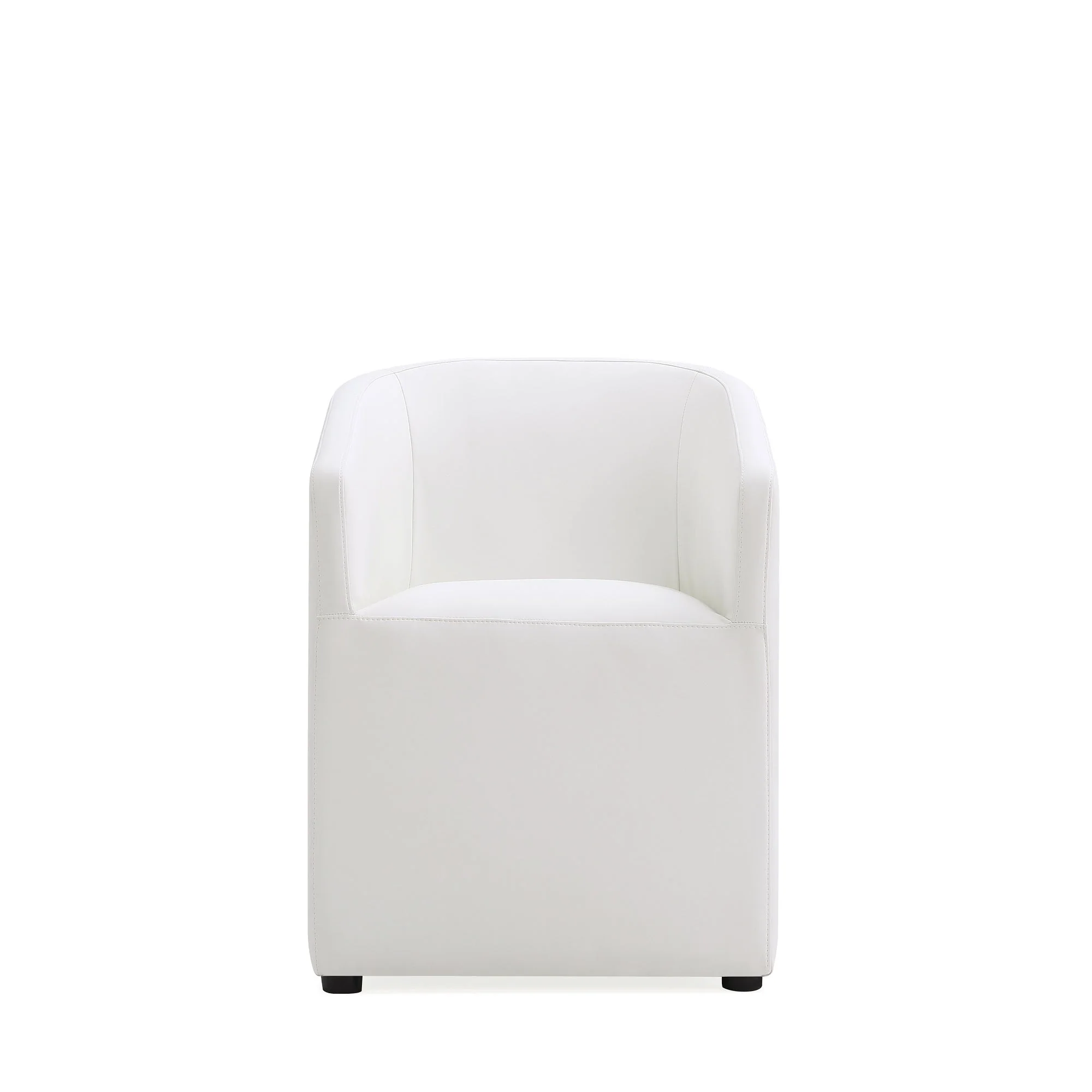 Anna Round Faux Leather Dining Chair in Cream (set of 2) - Image 4