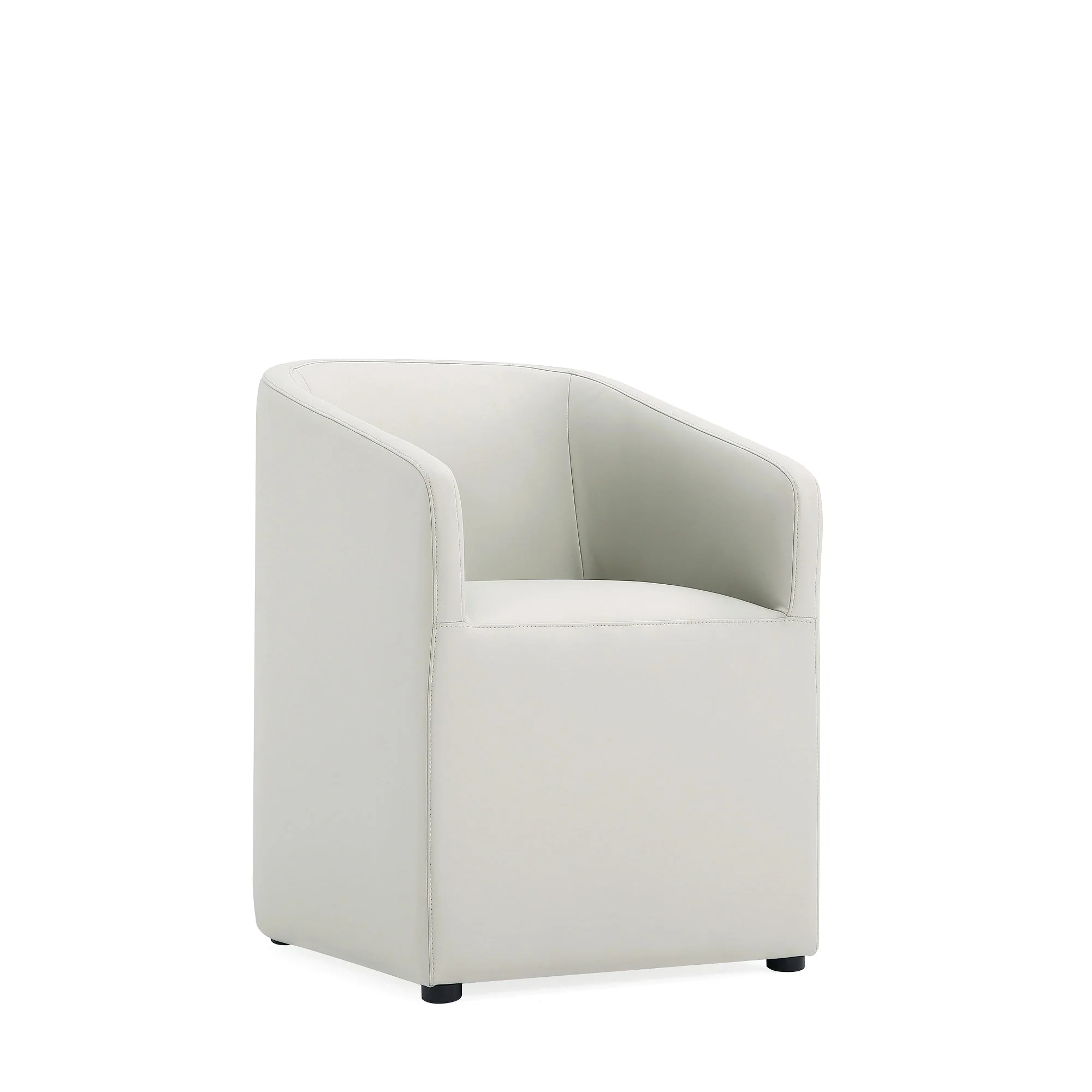 Anna Round Faux Leather Dining Chair in Light Stone Grey (set of 2) - Image 5