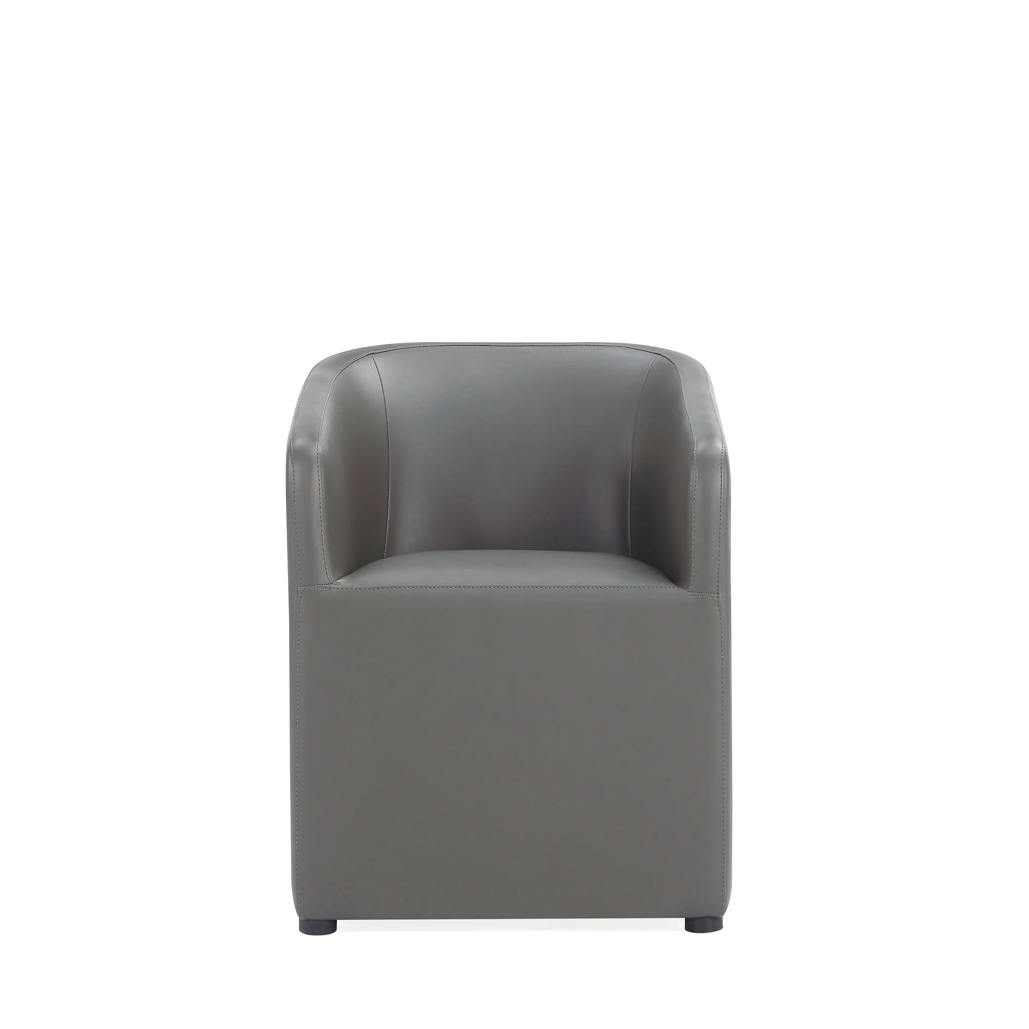 Anna Round Faux Leather Dining Chair in Pewter (set of 2) - Image 4