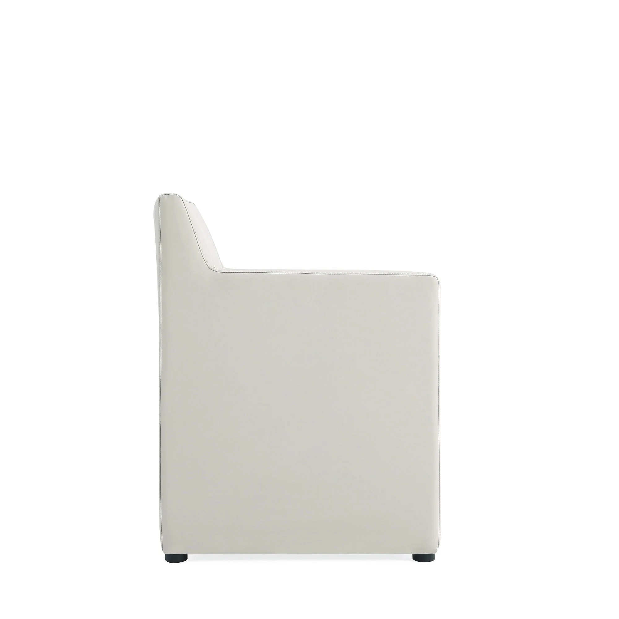 Anna Square Faux Leather Dining Arm Chair in Light Stone Grey (set of 2) - Image 6