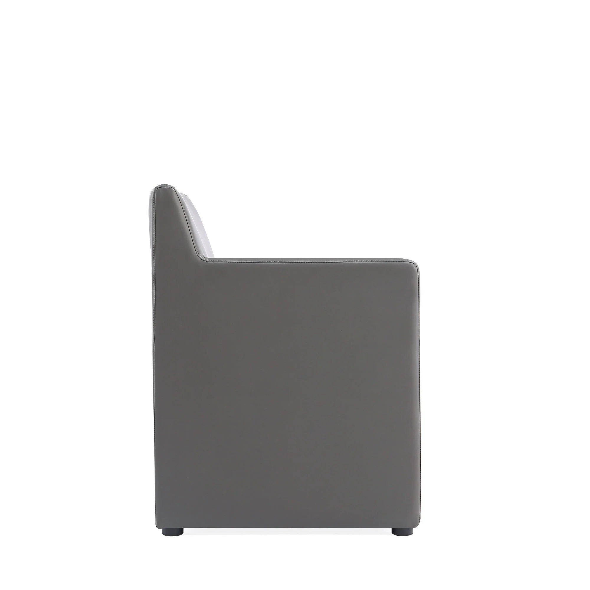 Anna Square Faux Leather Dining Arm Chair in Pewter (set of 2) - Image 6