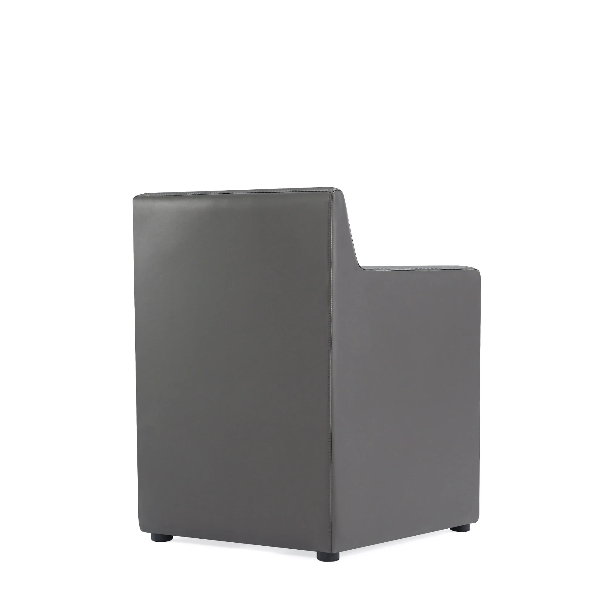 Anna Square Faux Leather Dining Arm Chair in Pewter (set of 2) - Image 7
