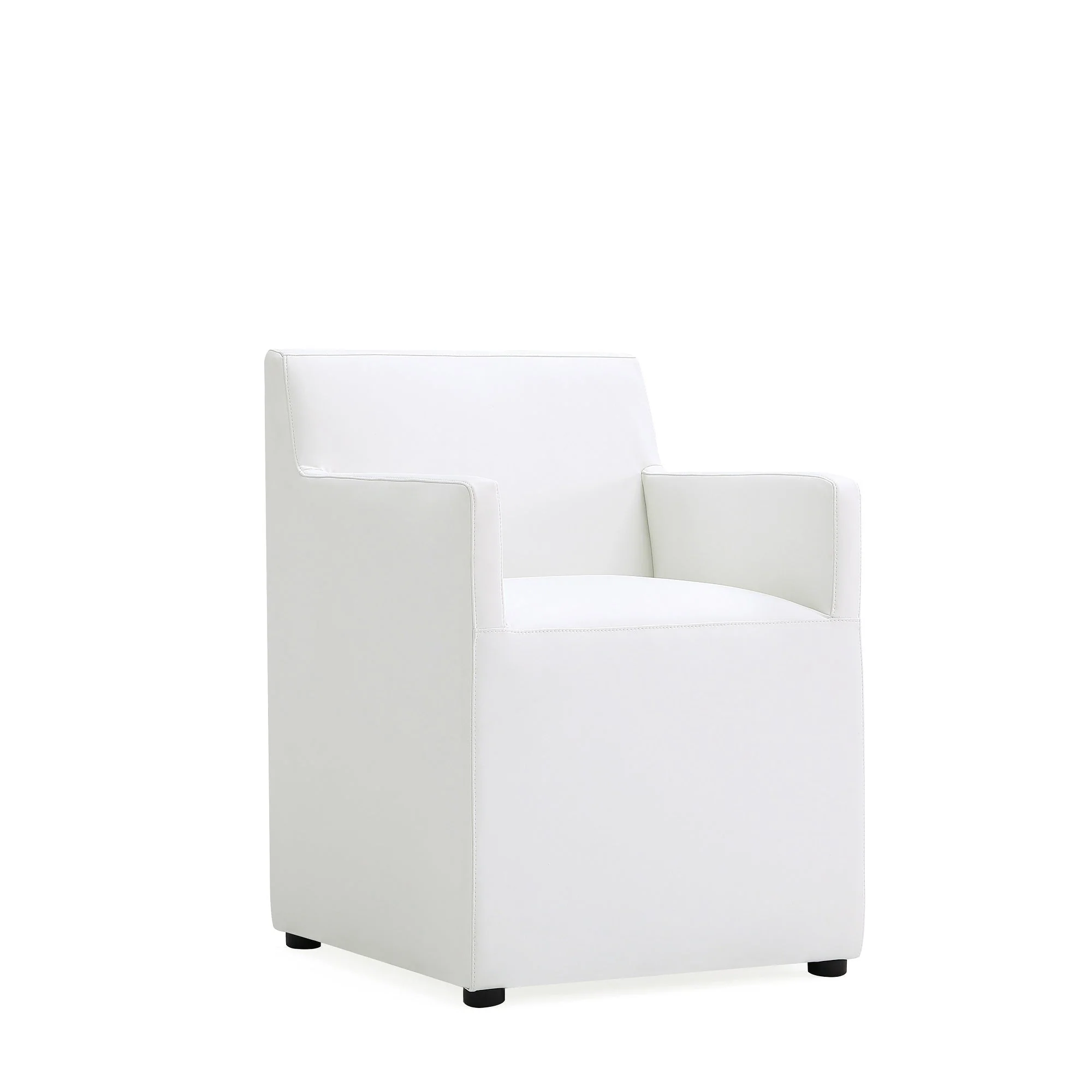 Anna Square Faux Leather Dining Armchair in Cream - Image 4