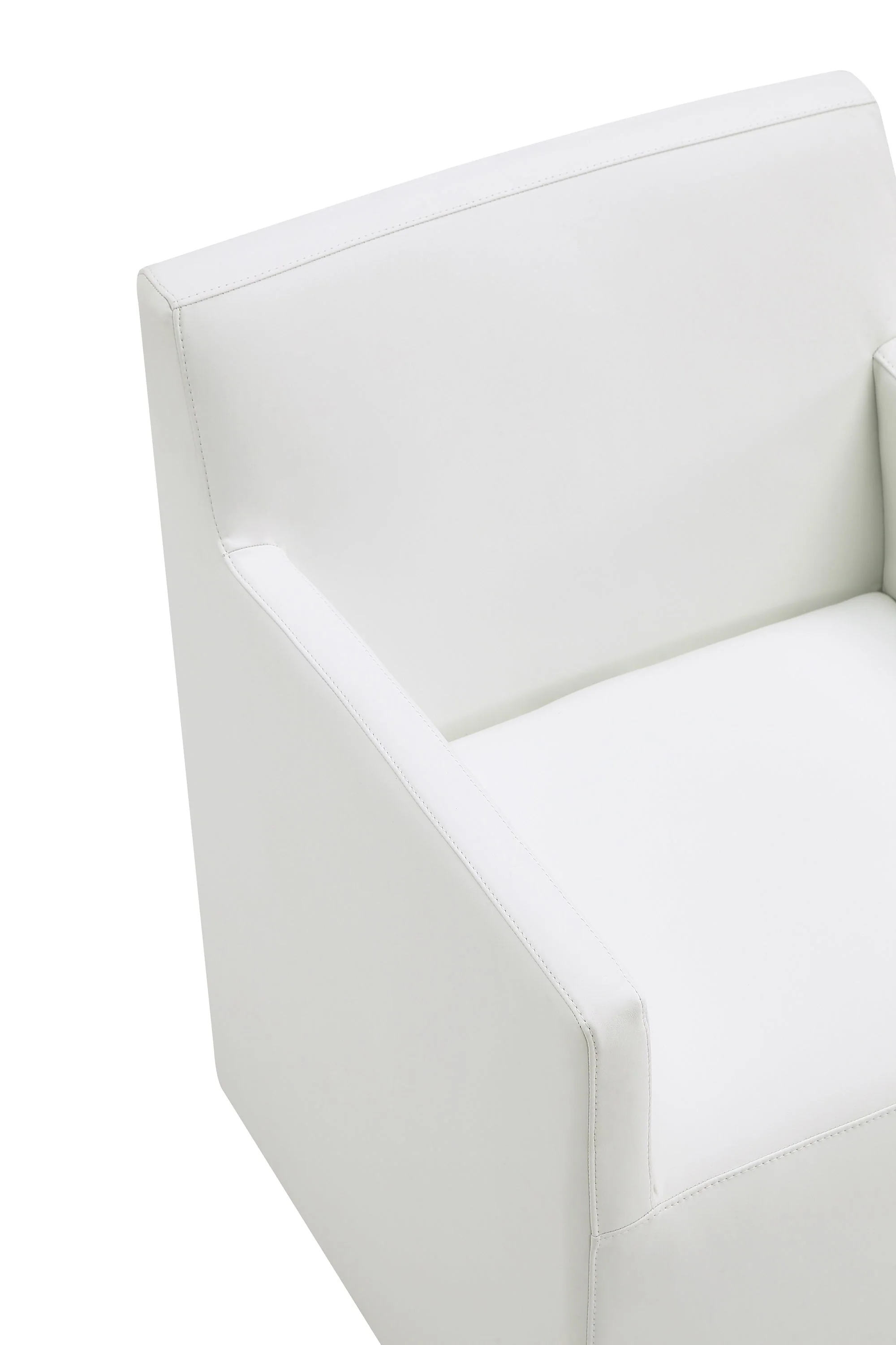 Anna Square Faux Leather Dining Armchair in Cream - Image 9