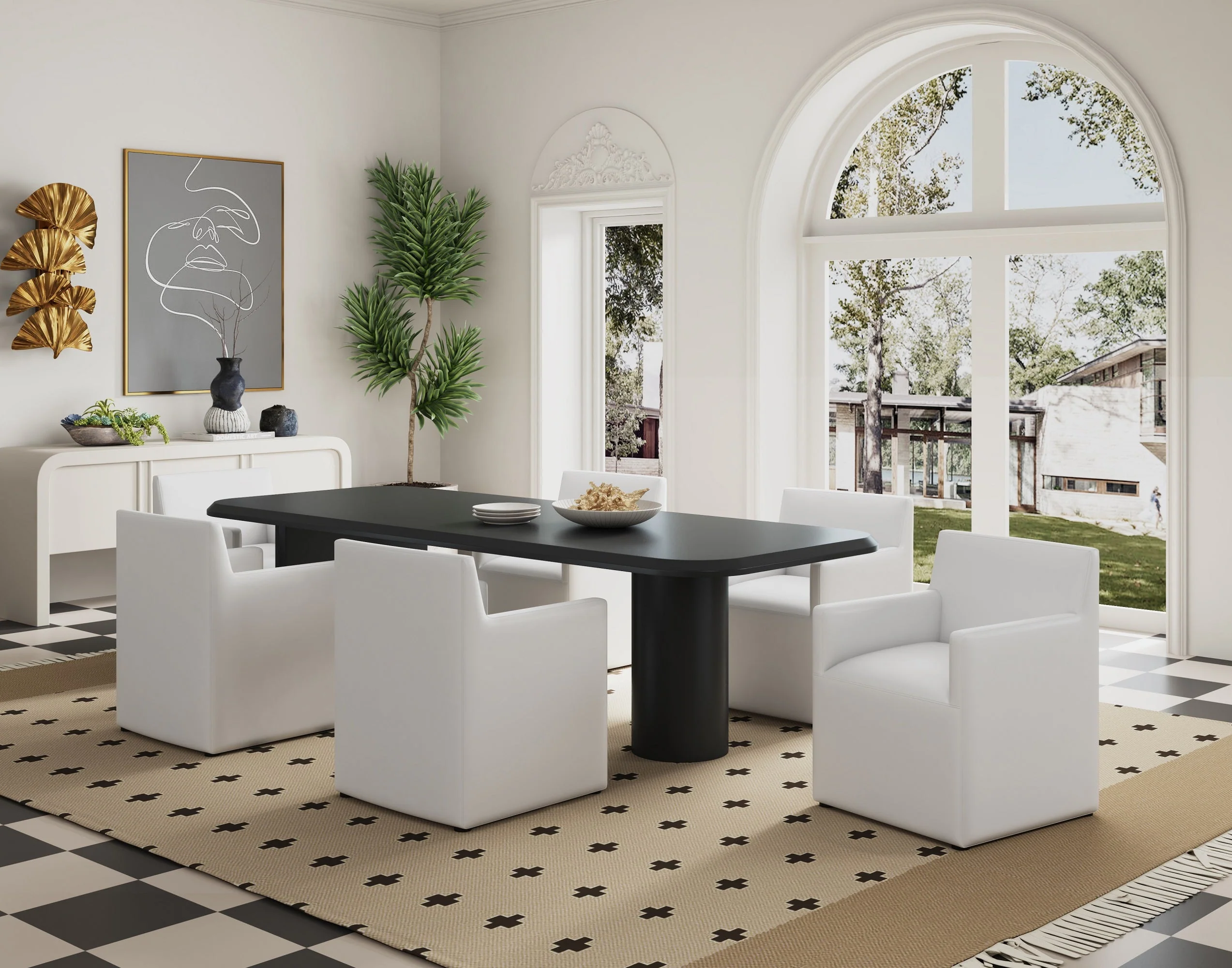 Anna Square Faux Leather Dining Armchair in Cream (set of 2) - Image 2