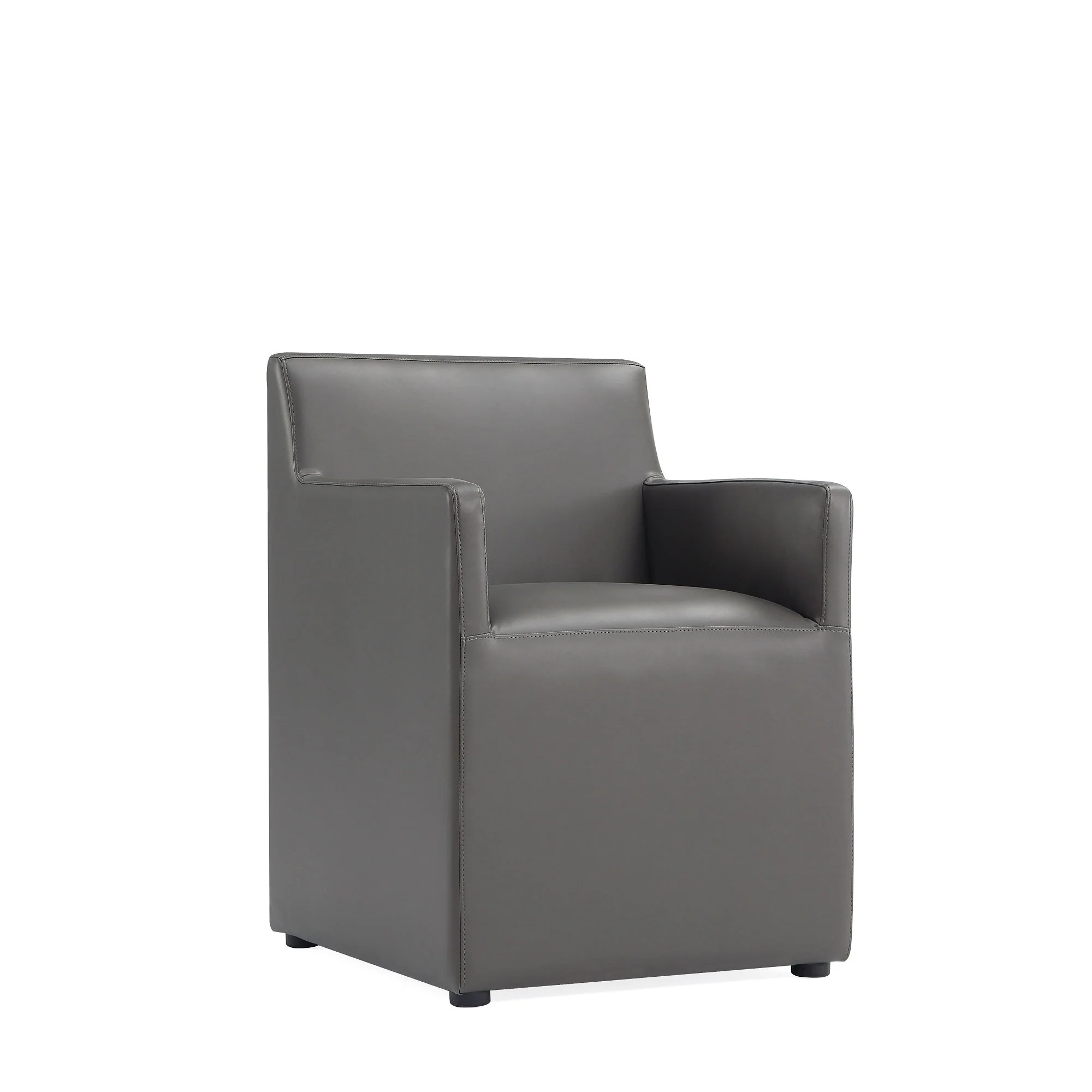 Anna Square Faux Leather Dining Armchair in Pewter - Image 4