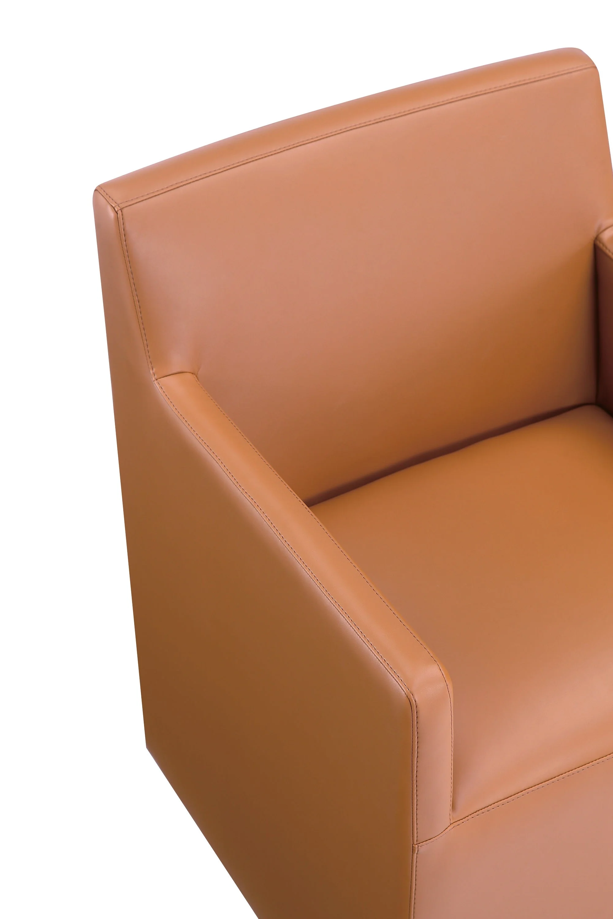 Anna Square Faux Leather Dining Armchair in Saddle (set of 2) - Image 10