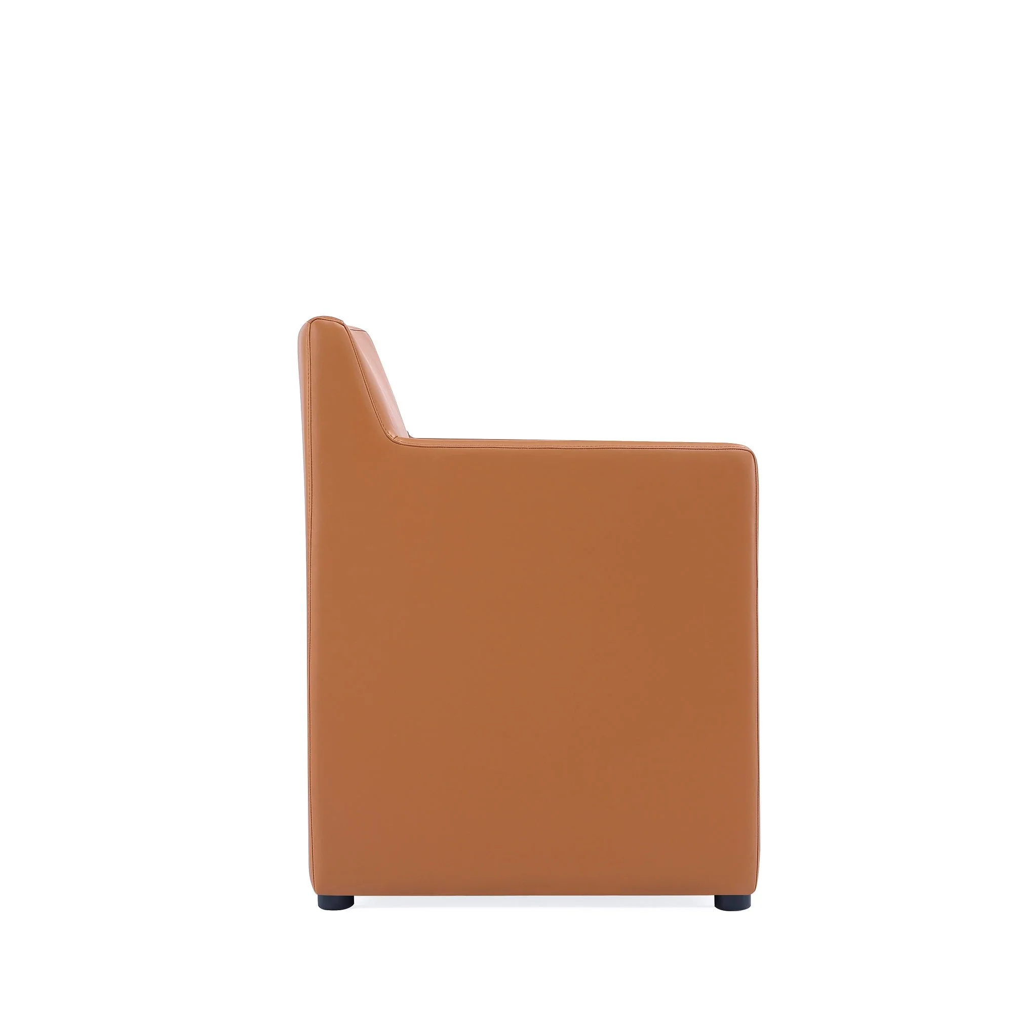 Anna Square Faux Leather Dining Armchair in Saddle (set of 2) - Image 6
