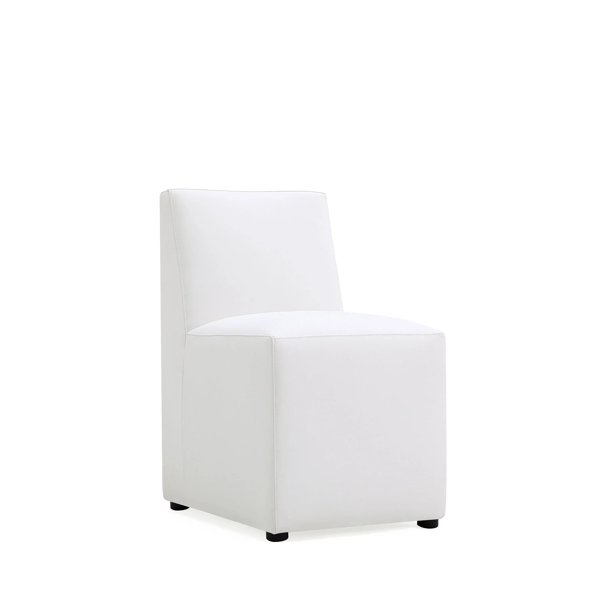 Anna Square Faux Leather Dining Chair in Cream - Image 4