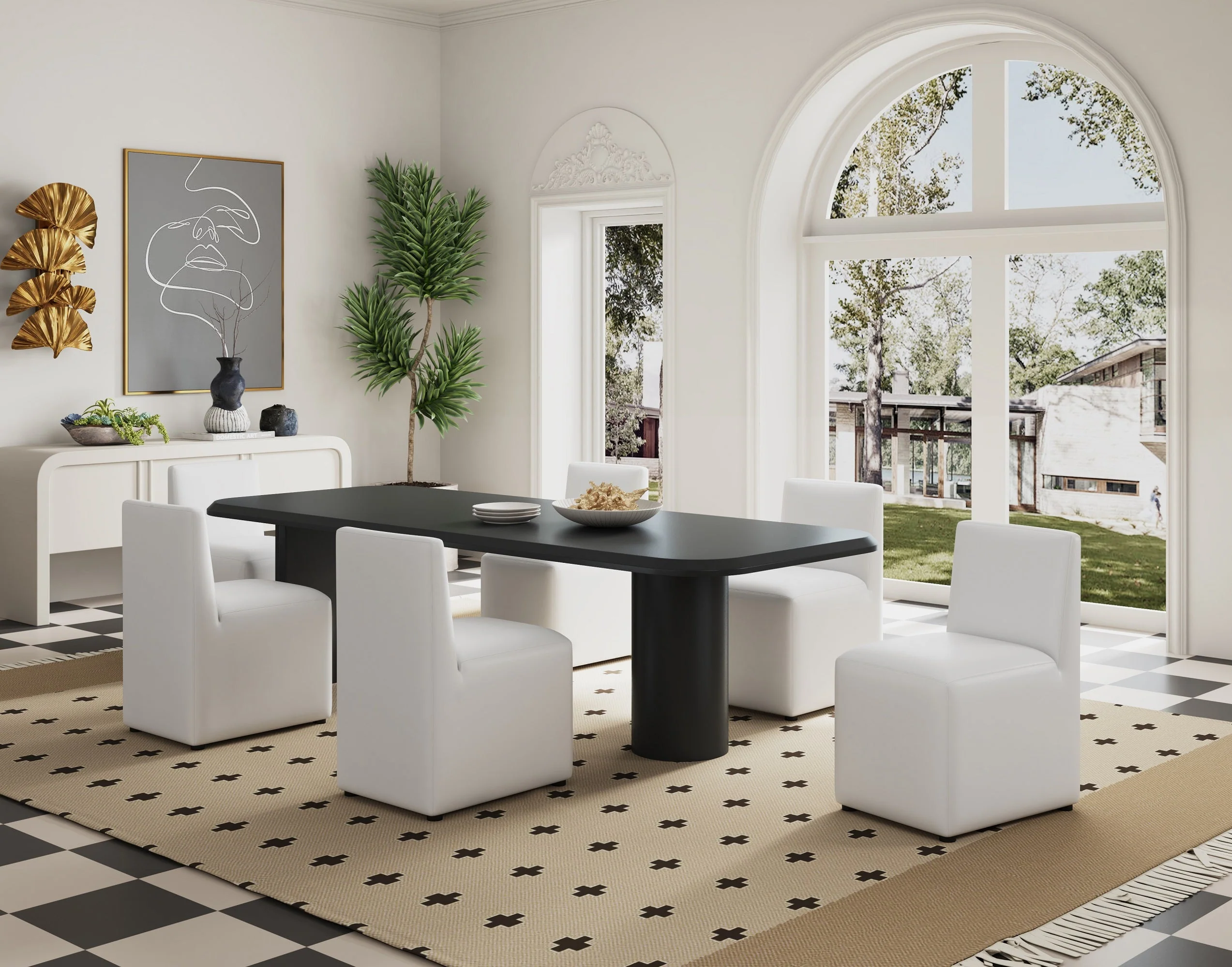 Anna Square Faux Leather Dining Chair in Cream (set of 2) - Image 2
