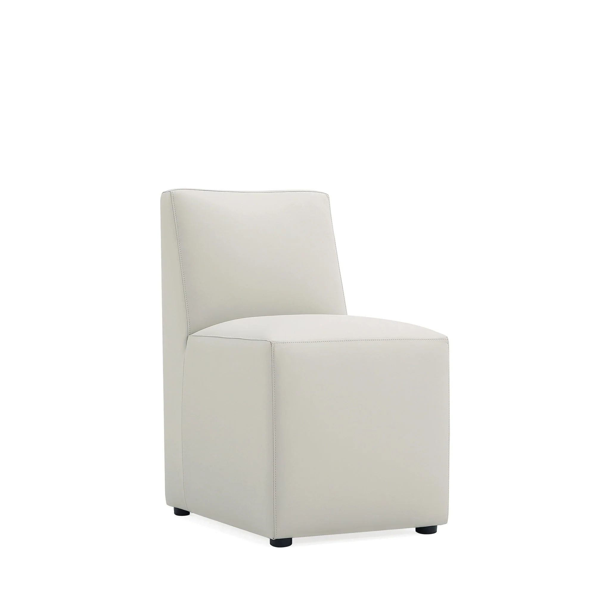 Anna Square Faux Leather Dining Chair in Light Stone Grey - Image 4