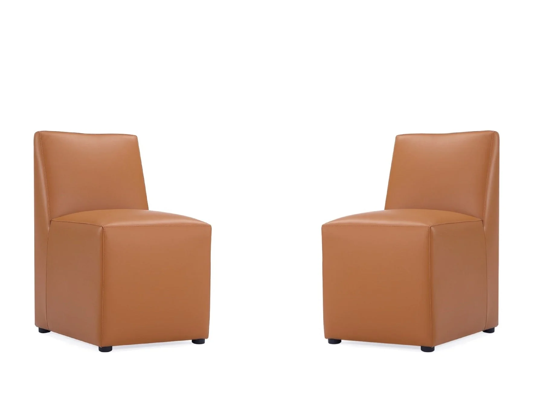 Anna Square Faux Leather Dining Chair in Saddle (set of 2)