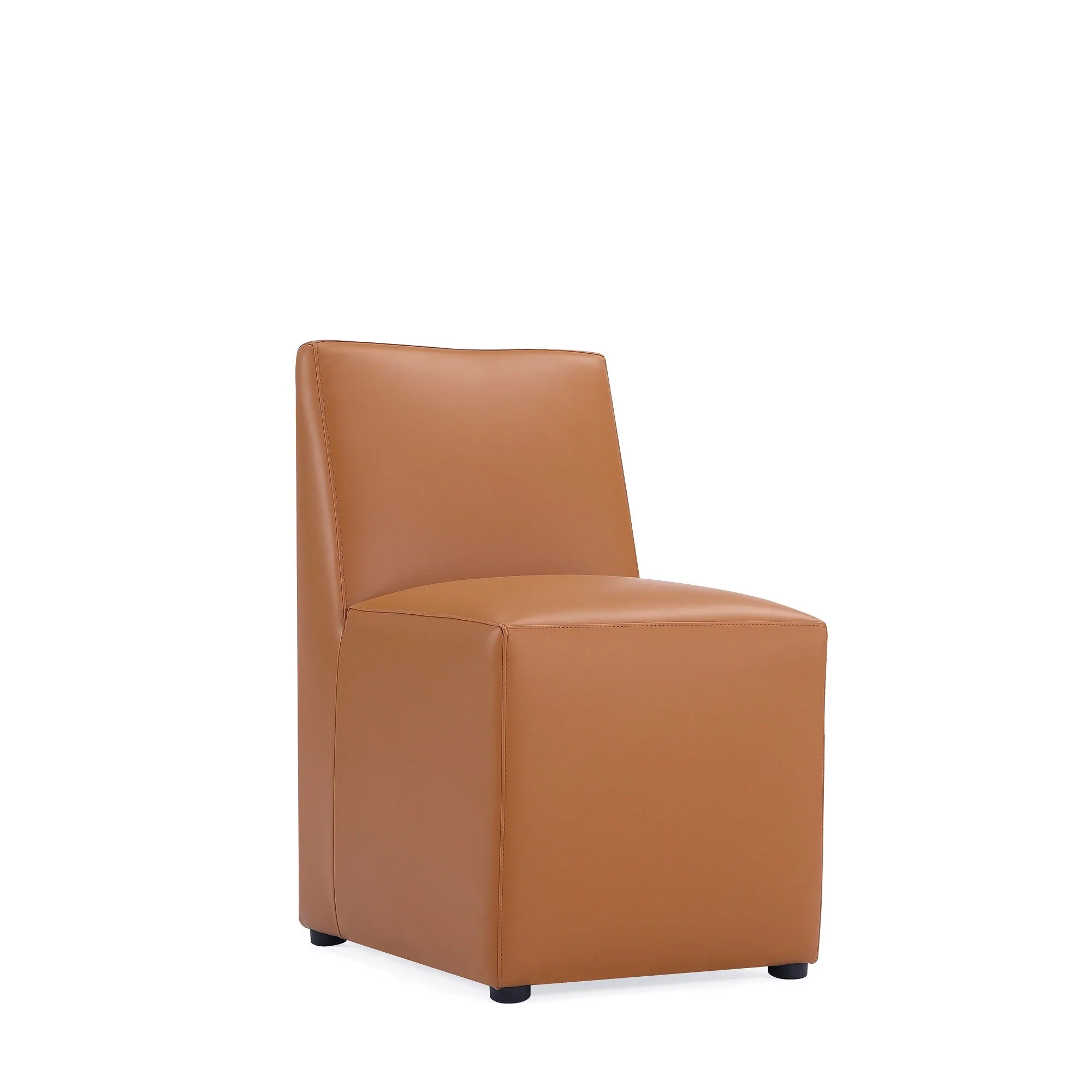 Anna Square Faux Leather Dining Chair in Saddle (set of 2) - Image 5