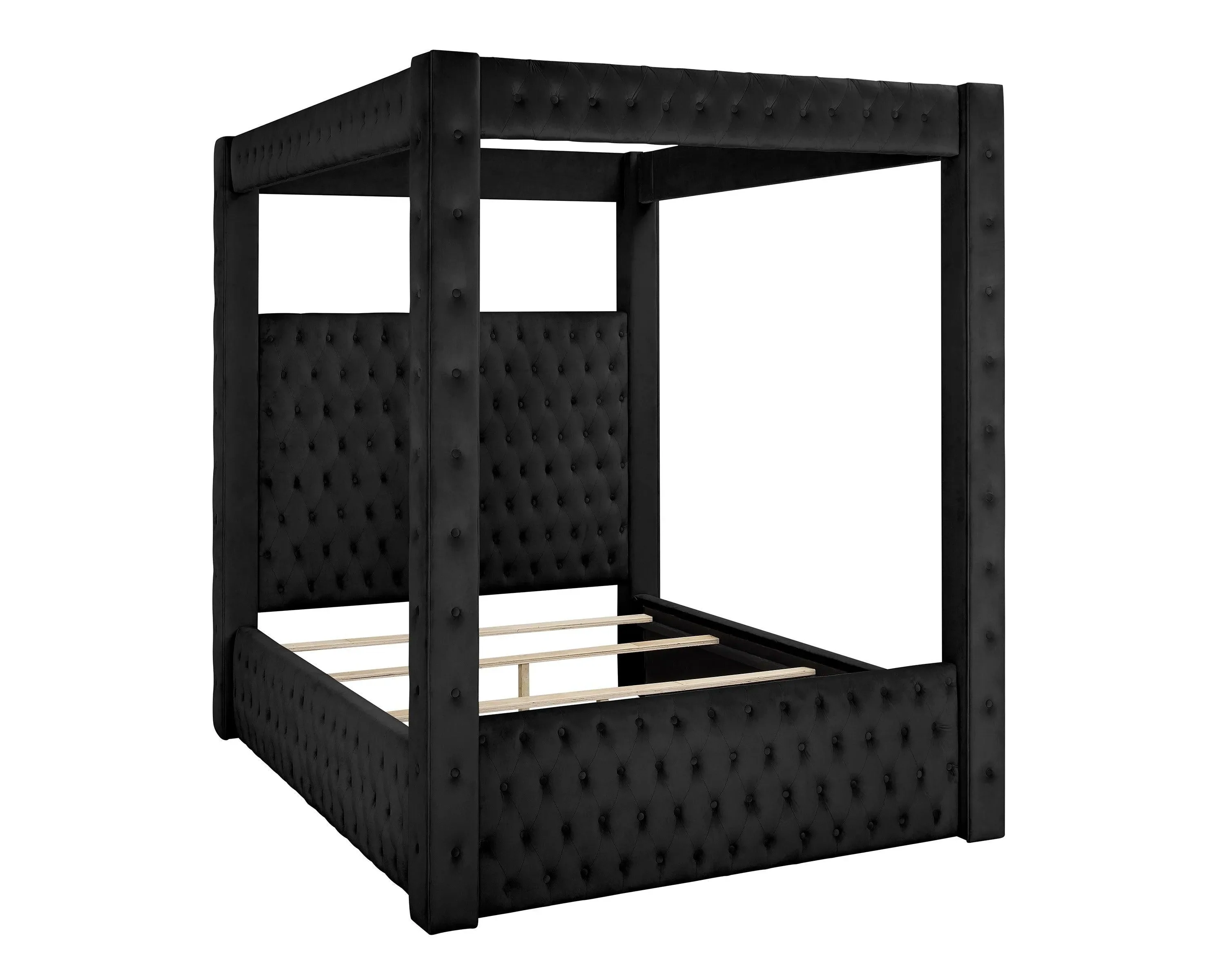Annabelle Black Velvet King Canopy Bed - Image 5