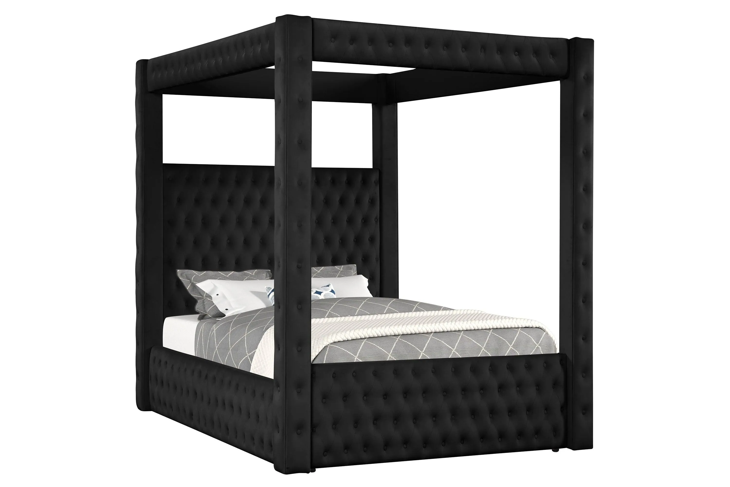 Annabelle Black Velvet Queen Canopy Bed - Image 3