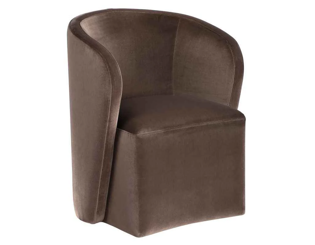 Annie Chocolate Velvet Barrel Chair w/Casters, Set of 2 - Image 4
