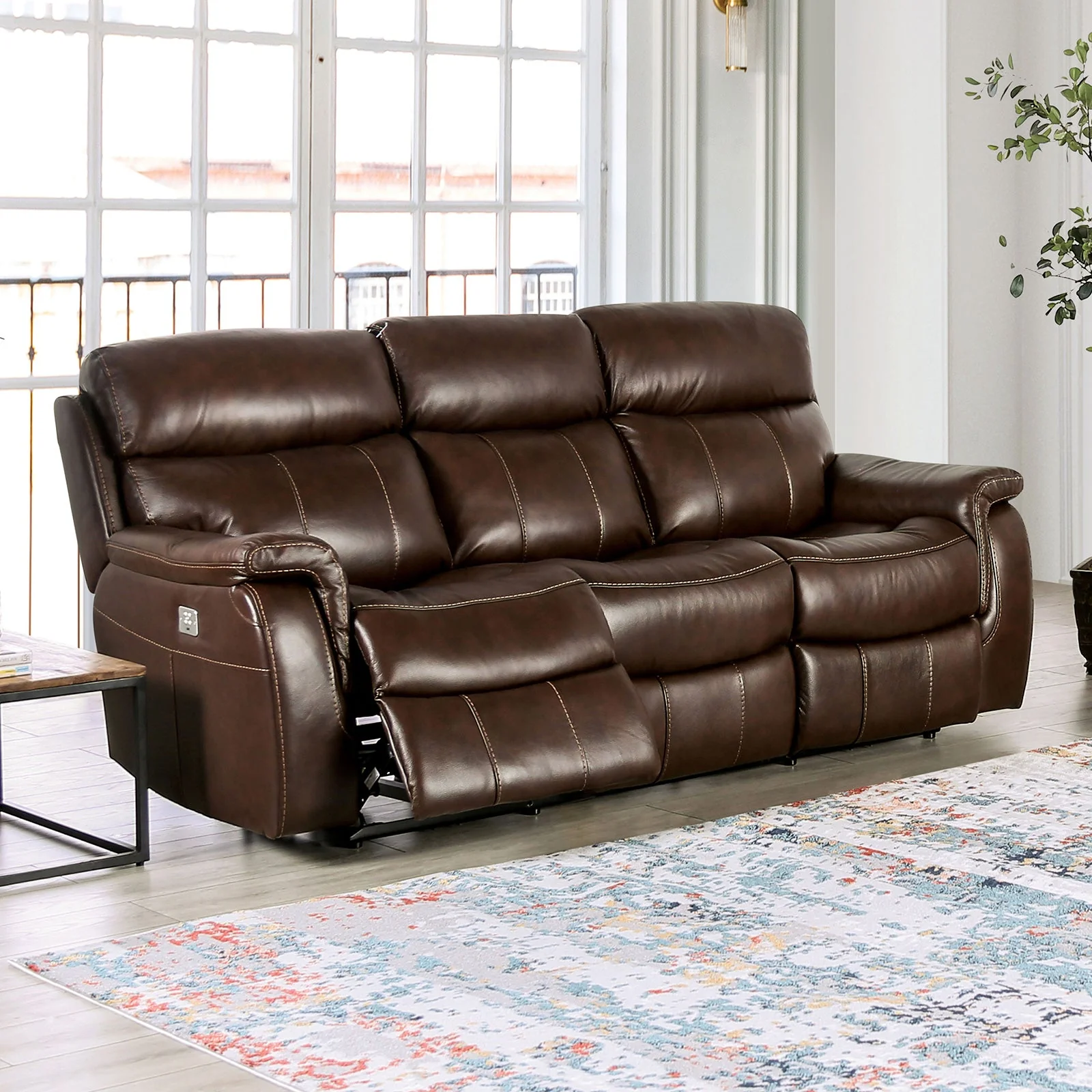 Antenor Brown Top Grain Leather Match Power Reclining Sofa & Loveseat - Image 2