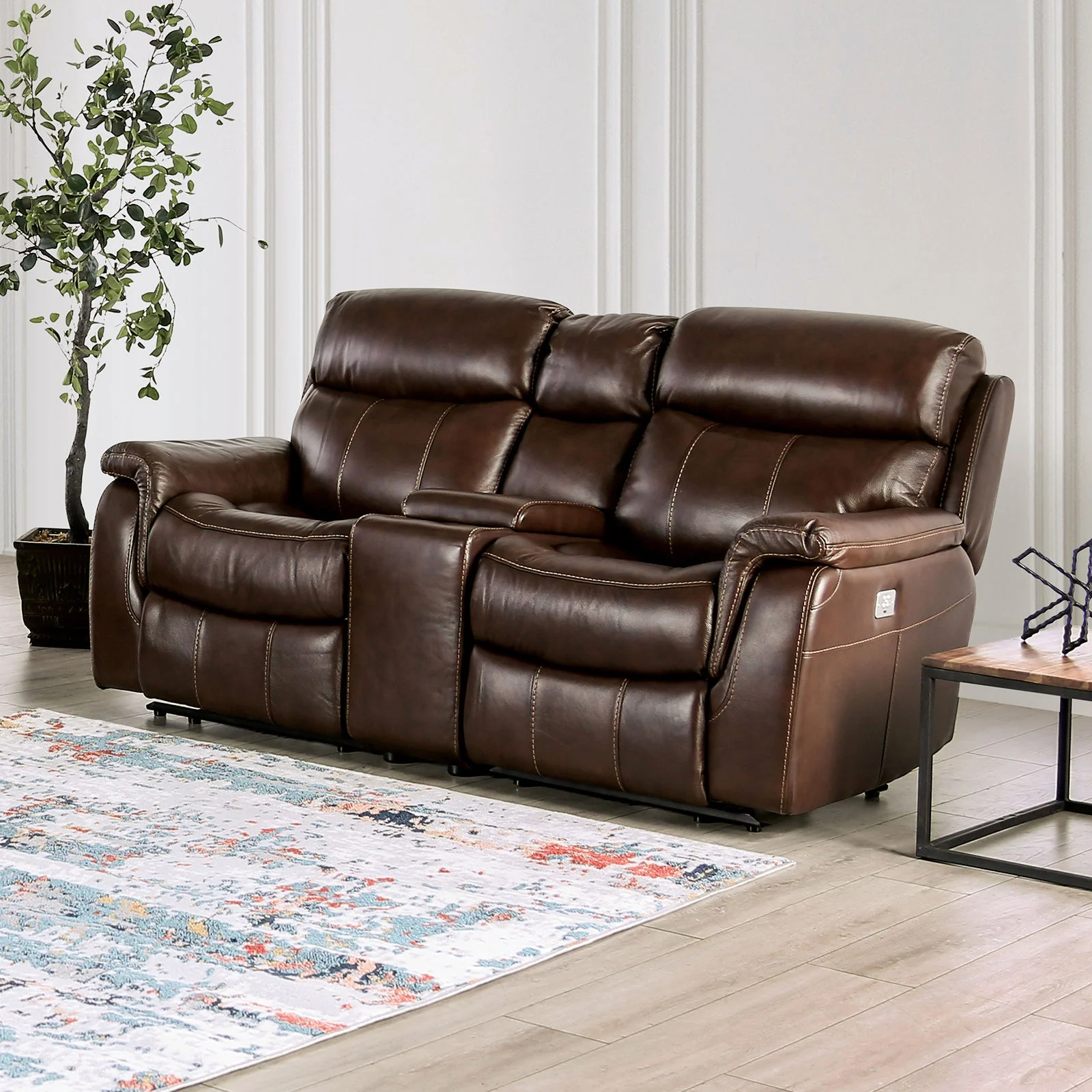 Antenor Brown Top Grain Leather Match Power Reclining Sofa & Loveseat - Image 3