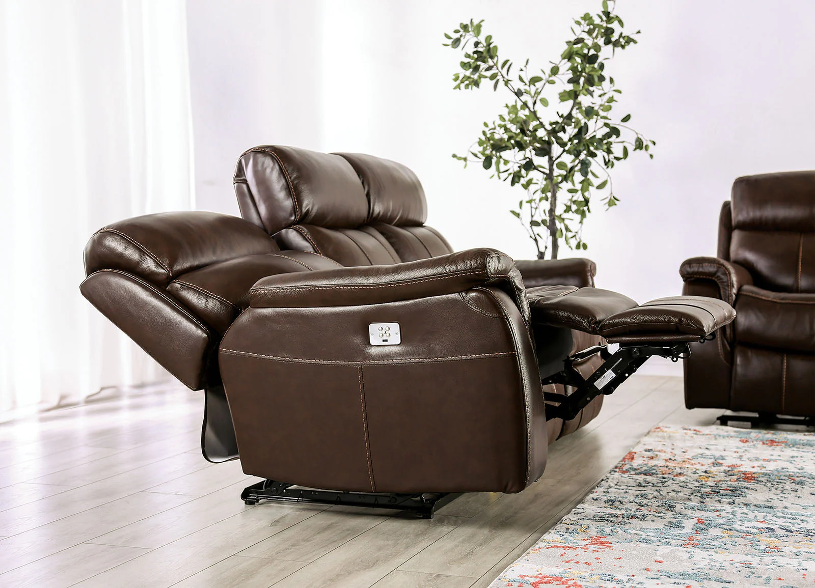 Antenor Brown Top Grain Leather Match Power Reclining Sofa & Loveseat - Image 4