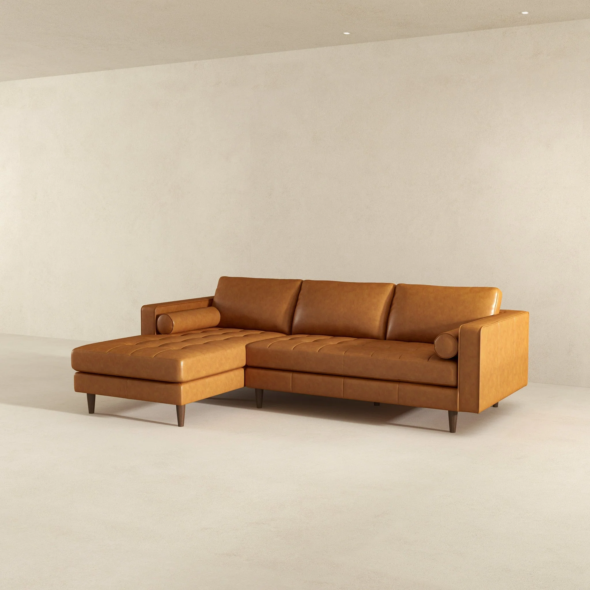 Anthony Genuine Tan Leather Left-Facing Sectional Sofa - Image 5
