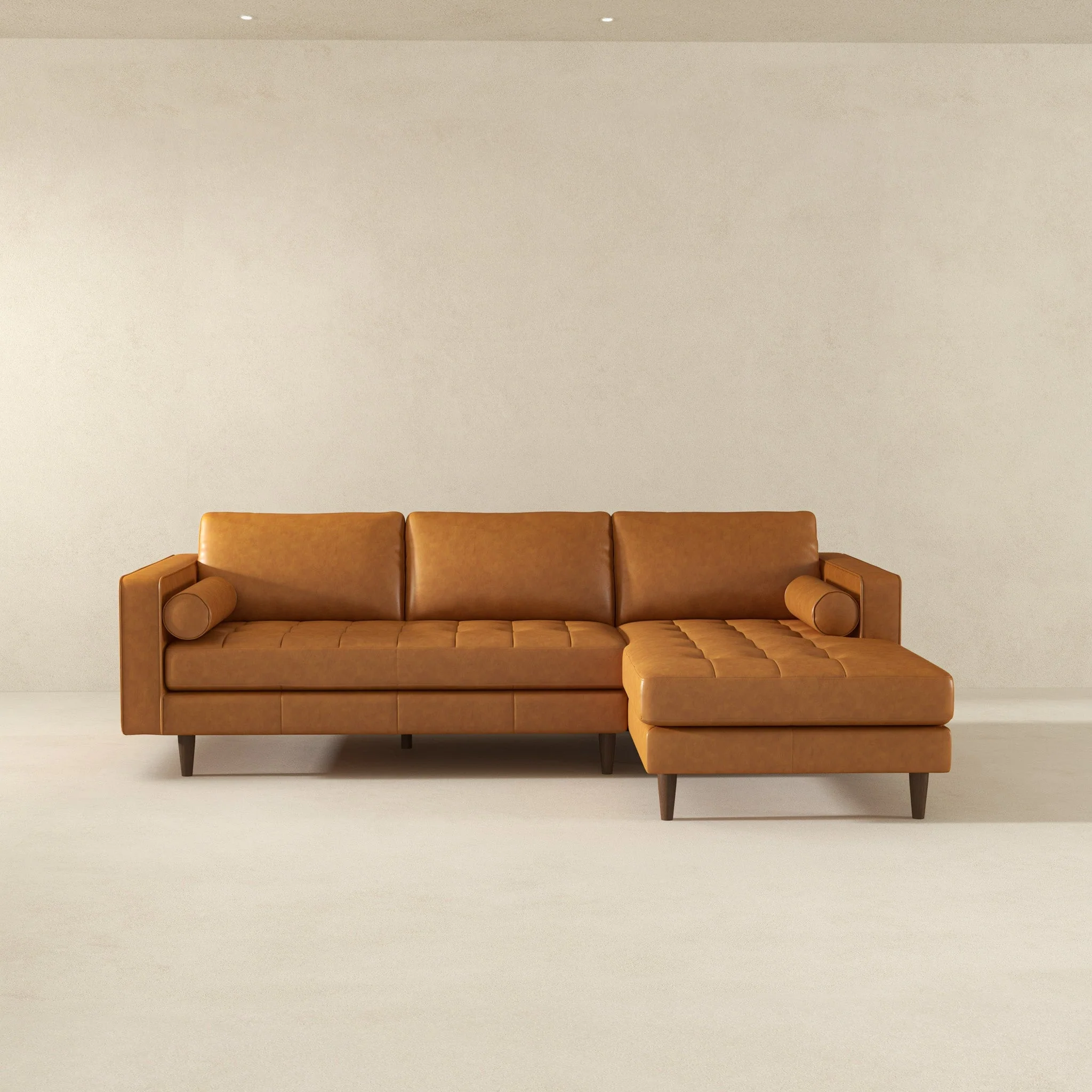 Anthony Genuine Tan Leather Right-Facing Sectional Sofa - Image 4