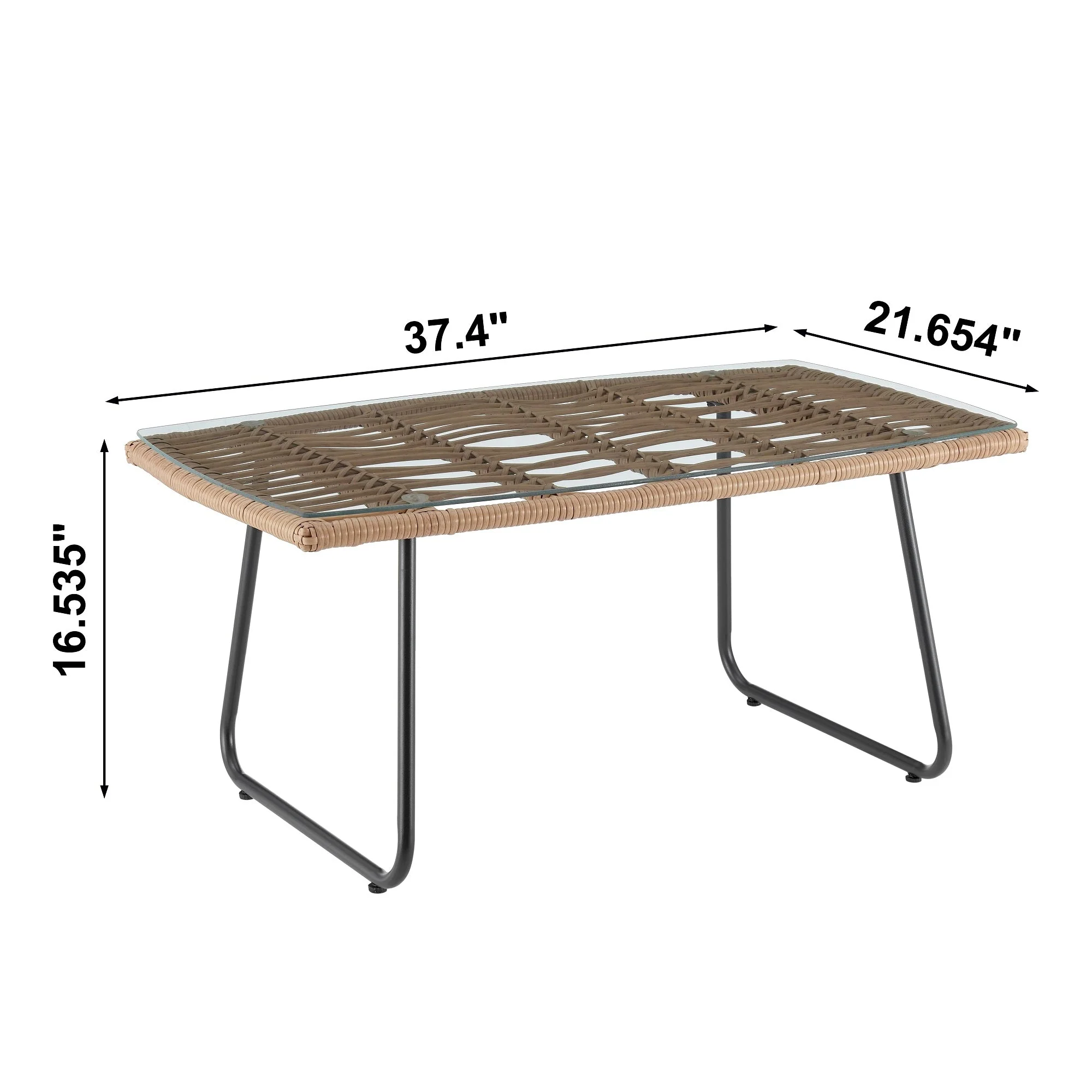 Antibes 2.0 Patio 4-Person Conversation Set with Coffee Table with Cream Cushions - Image 5