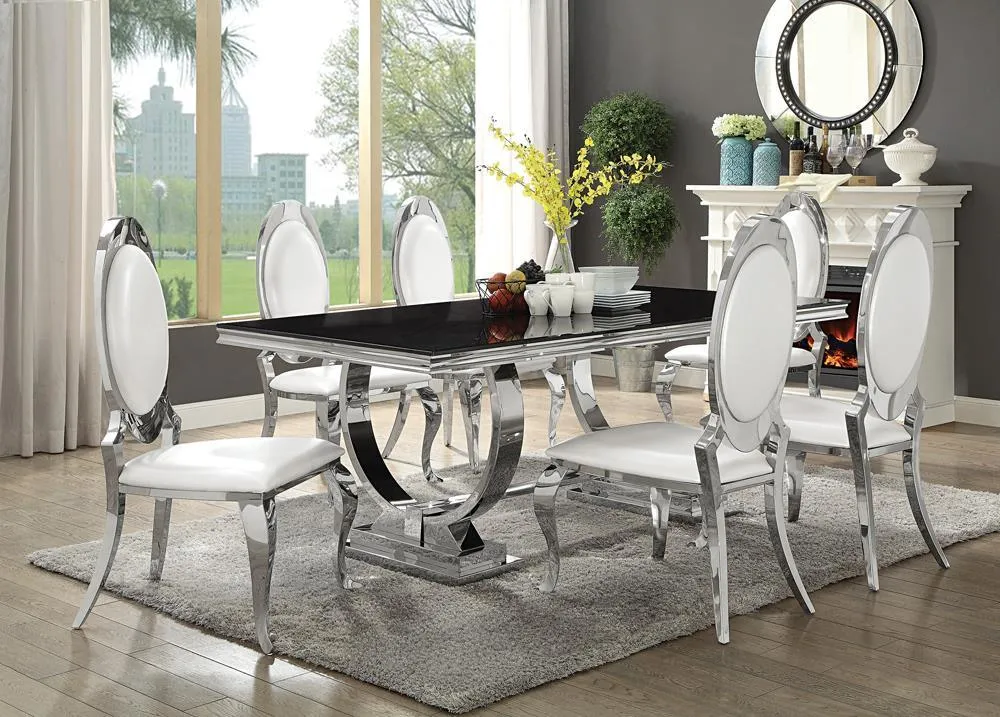 Antoine Chrome and Black Rectangular Dining Table - Image 2