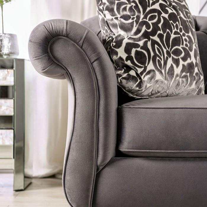 Antoinette Gray Velvet Stationary Sofa & Loveseat - Image 4
