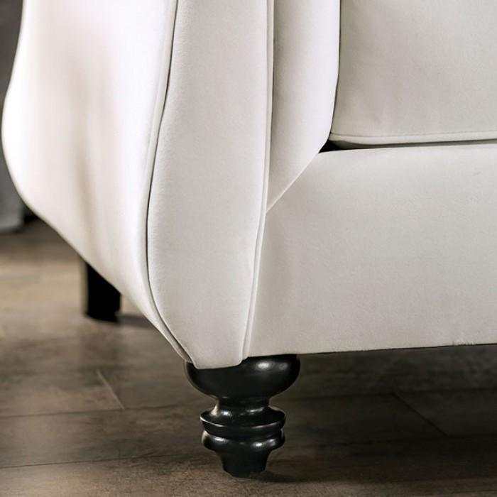 Antoinette White Velvet Stationary Sofa & Loveseat - Image 4