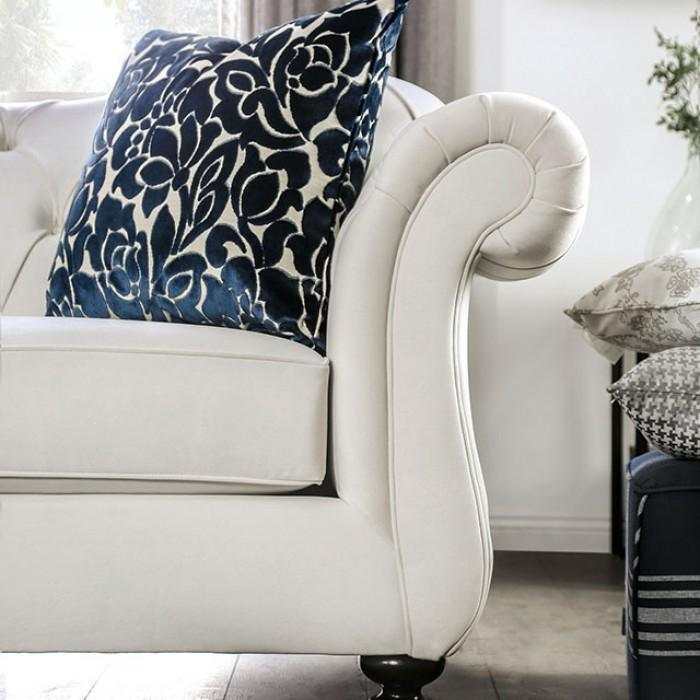 Antoinette White Velvet Stationary Sofa & Loveseat - Image 6